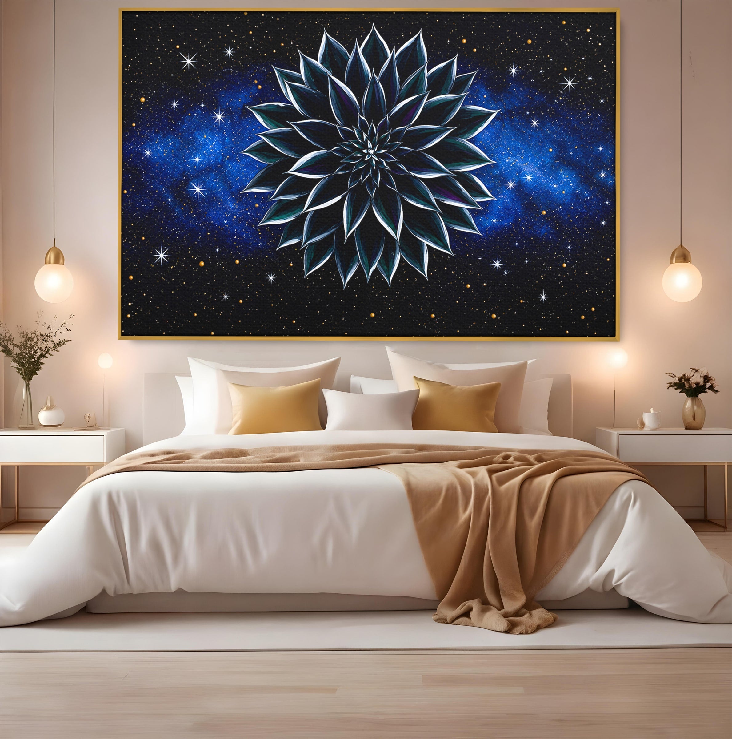 Tablou Canvas Premium LuxCanva® A1815, Floare Galactica, Floare, Univers, Abstract, Spatiu, Mister, Dormitor, Culori Vibrante