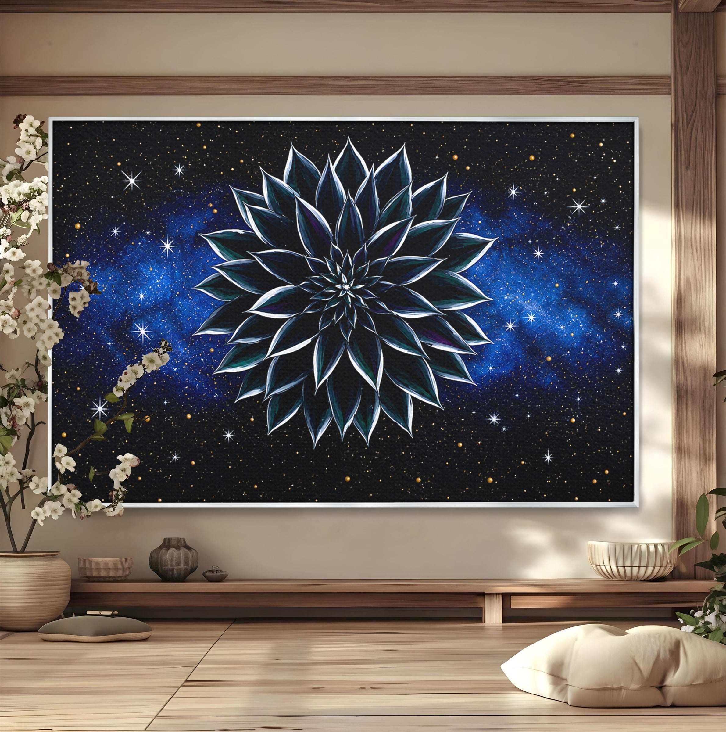 Tablou Canvas Premium LuxCanva® A1815, Floare Galactica, Floare, Univers, Abstract, Spatiu, Mister, Dormitor, Culori Vibrante