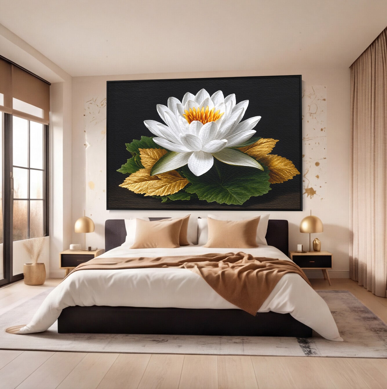 Tablou Canvas Premium LuxCanva® A1816, Splendoare Albă, Lotus, Elegant, Natura, Living, Dormitor, Culori Vibrante