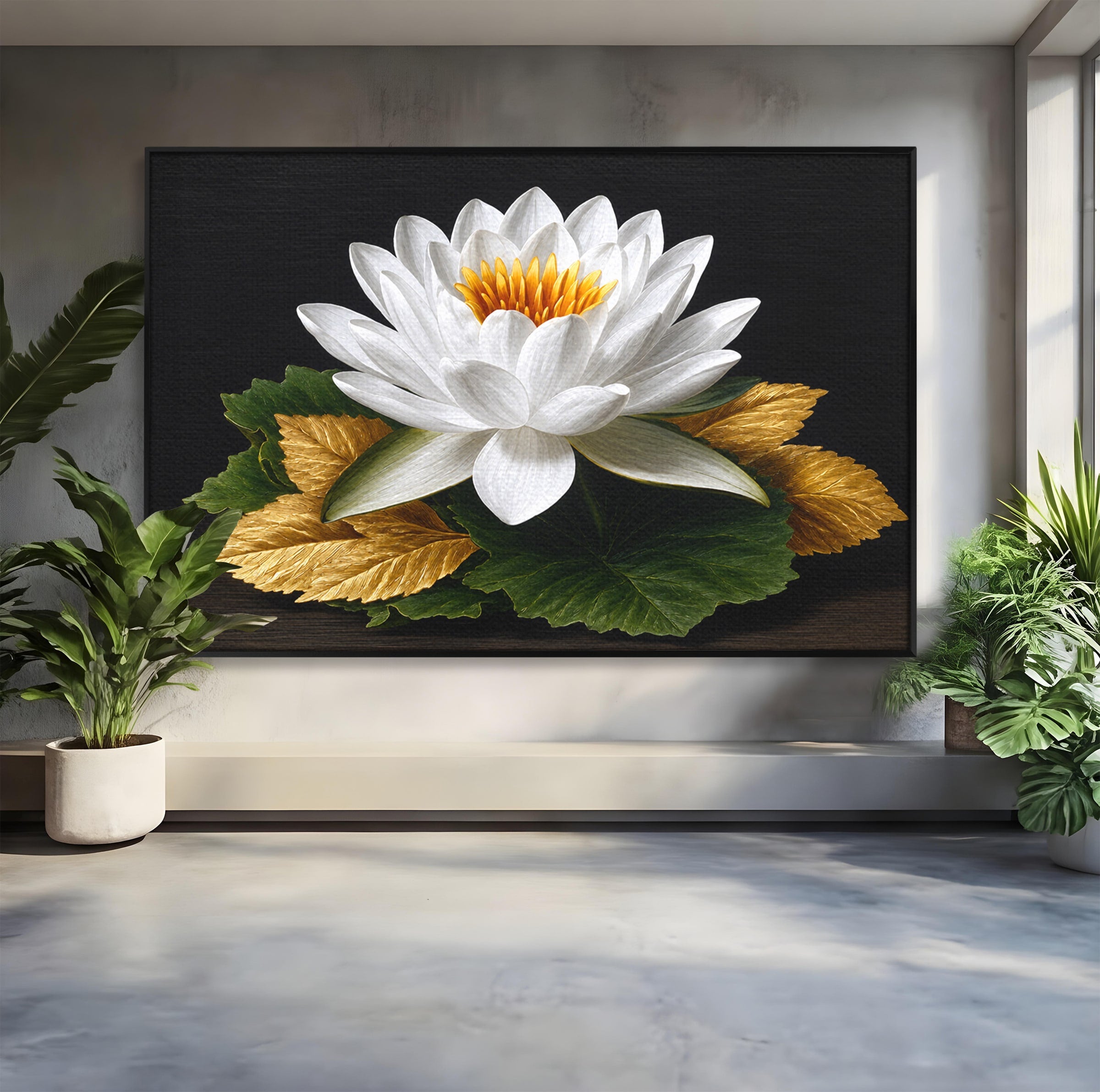 Tablou Canvas Premium LuxCanva® A1816, Splendoare Albă, Lotus, Elegant, Natura, Living, Dormitor, Culori Vibrante