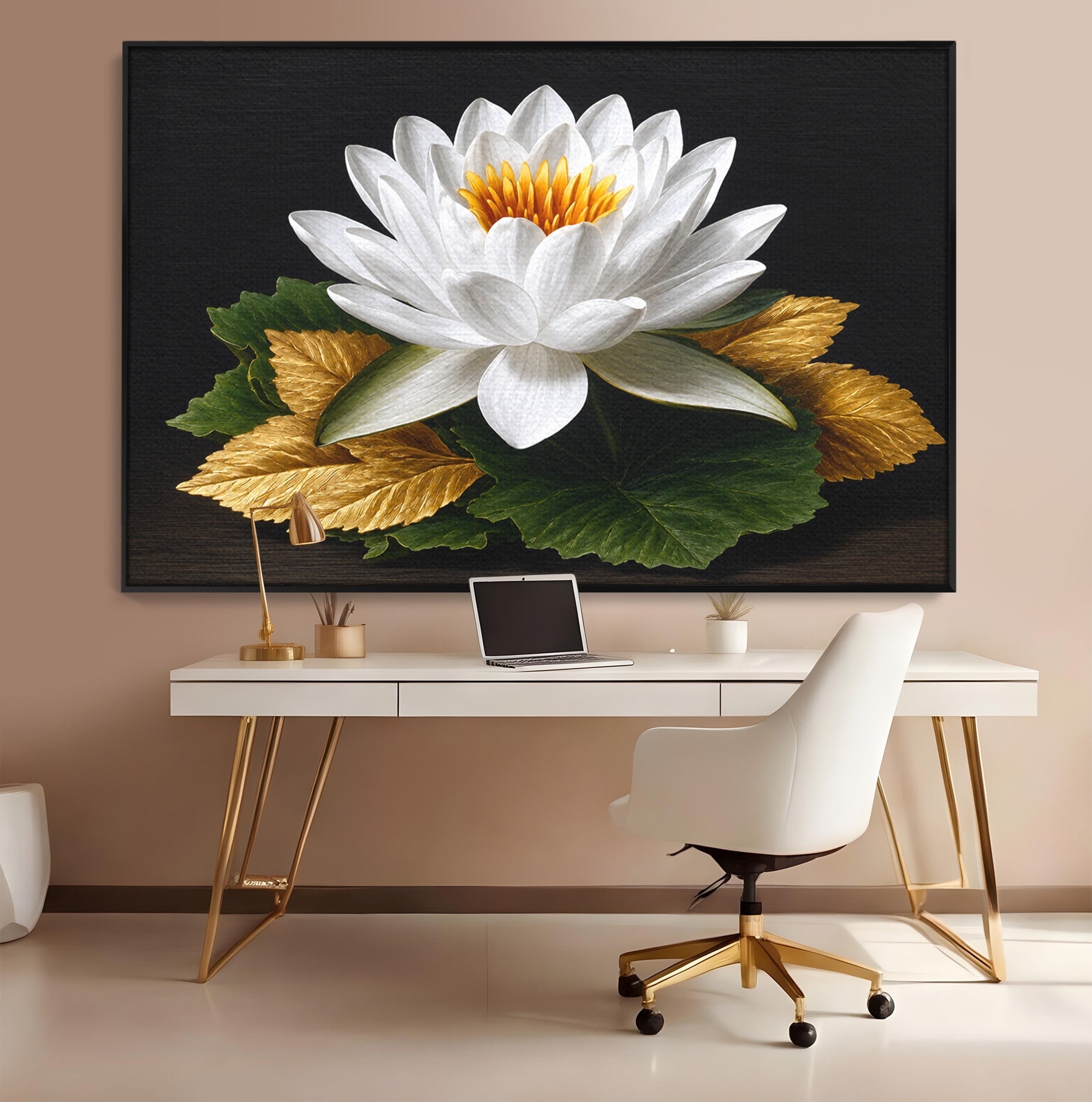 Tablou Canvas Premium LuxCanva® A1816, Splendoare Albă, Lotus, Elegant, Natura, Living, Dormitor, Culori Vibrante