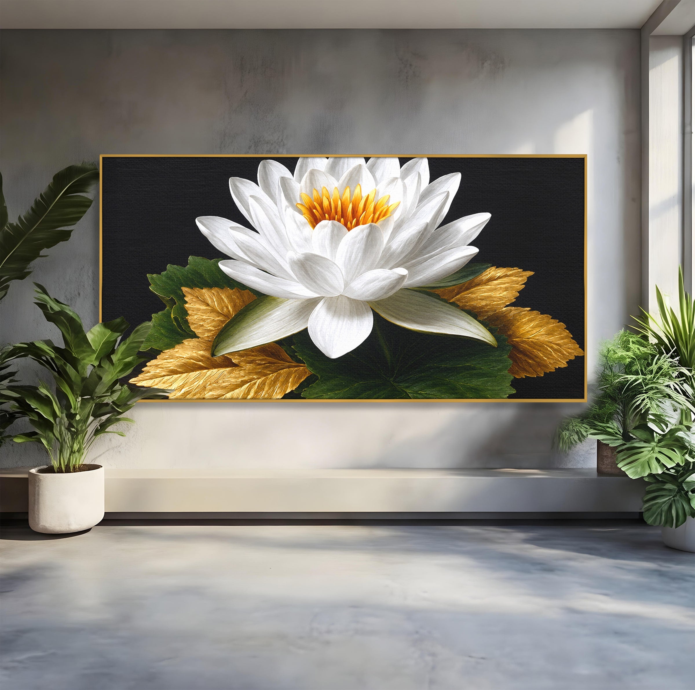 Tablou Canvas Premium LuxCanva® A1816, Splendoare Albă, Lotus, Elegant, Natura, Living, Dormitor, Culori Vibrante