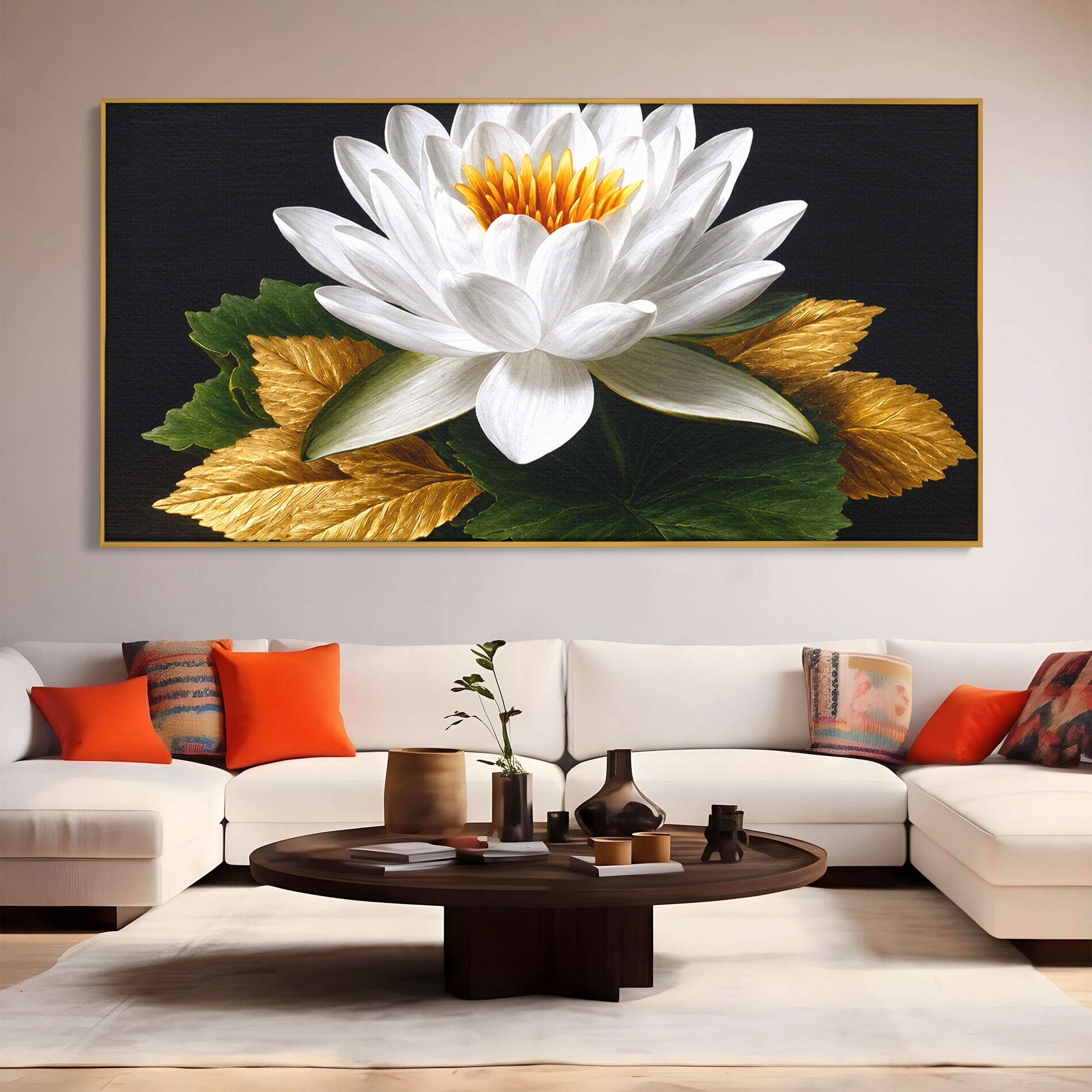 Tablou Canvas Premium LuxCanva® A1816, Splendoare Albă, Lotus, Elegant, Natura, Living, Dormitor, Culori Vibrante