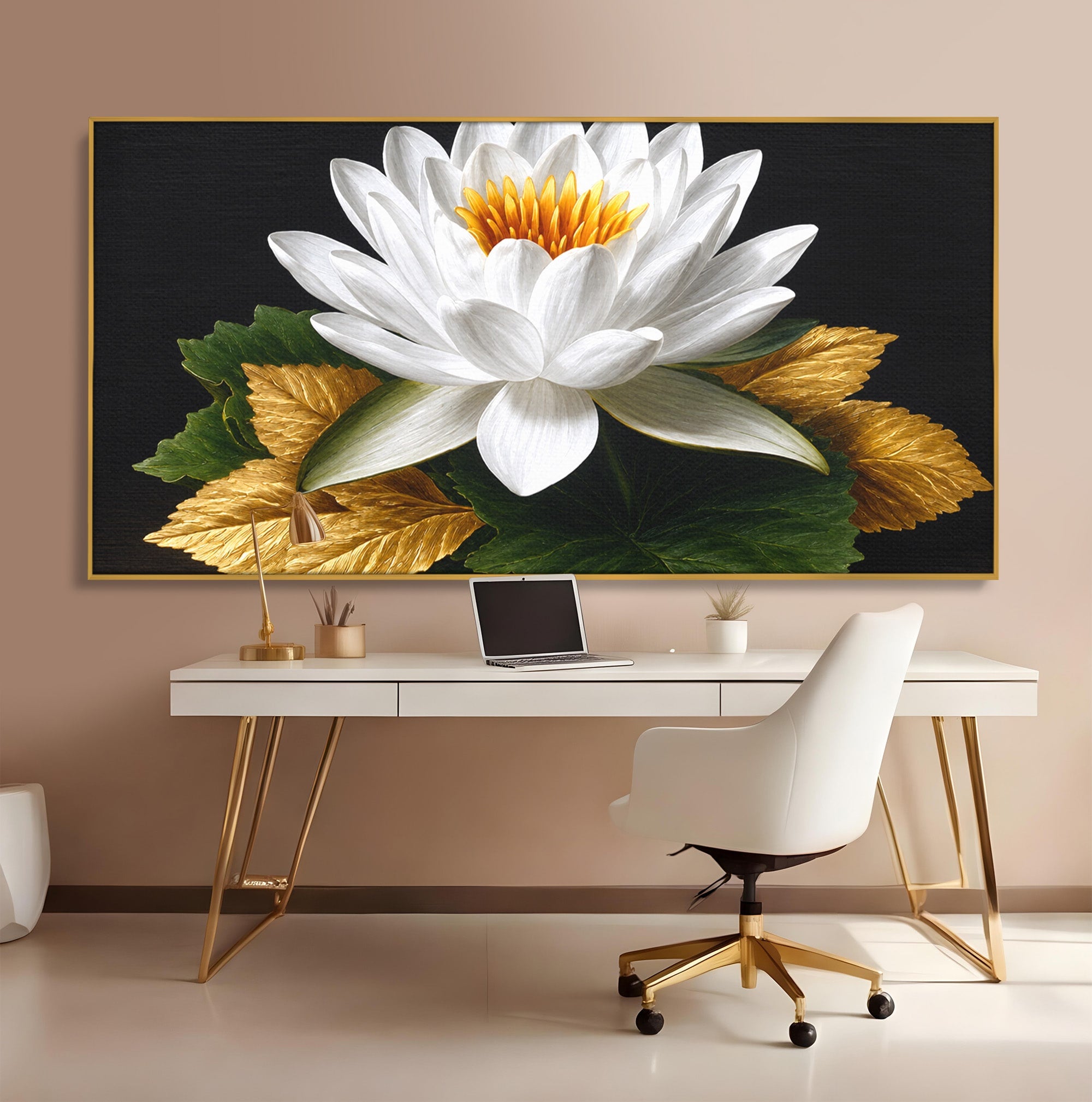 Tablou Canvas Premium LuxCanva® A1816, Splendoare Albă, Lotus, Elegant, Natura, Living, Dormitor, Culori Vibrante