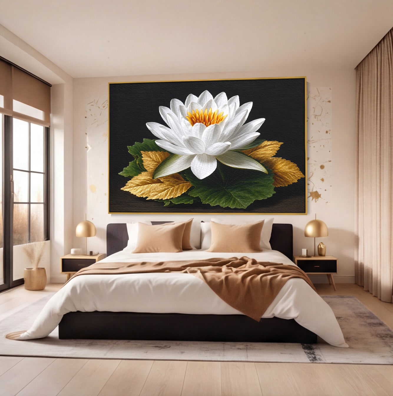 Tablou Canvas Premium LuxCanva® A1816, Splendoare Albă, Lotus, Elegant, Natura, Living, Dormitor, Culori Vibrante