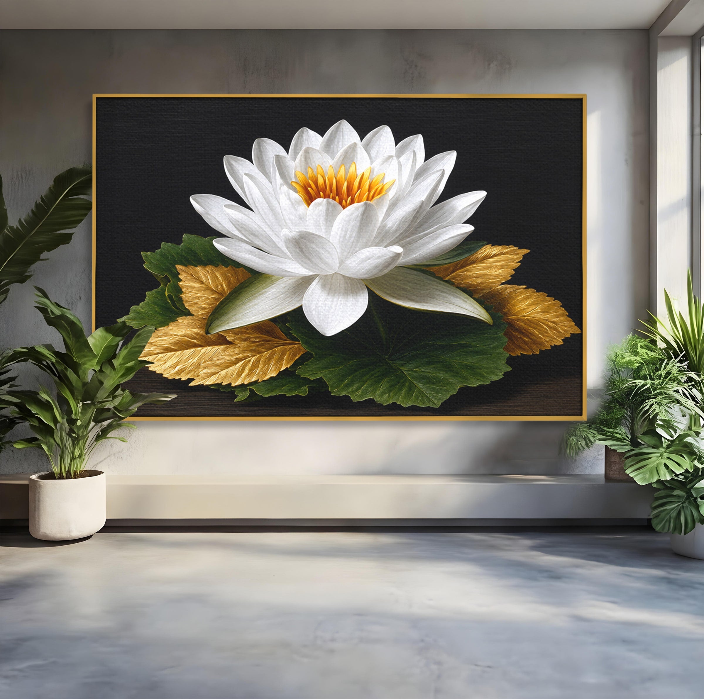 Tablou Canvas Premium LuxCanva® A1816, Splendoare Albă, Lotus, Elegant, Natura, Living, Dormitor, Culori Vibrante