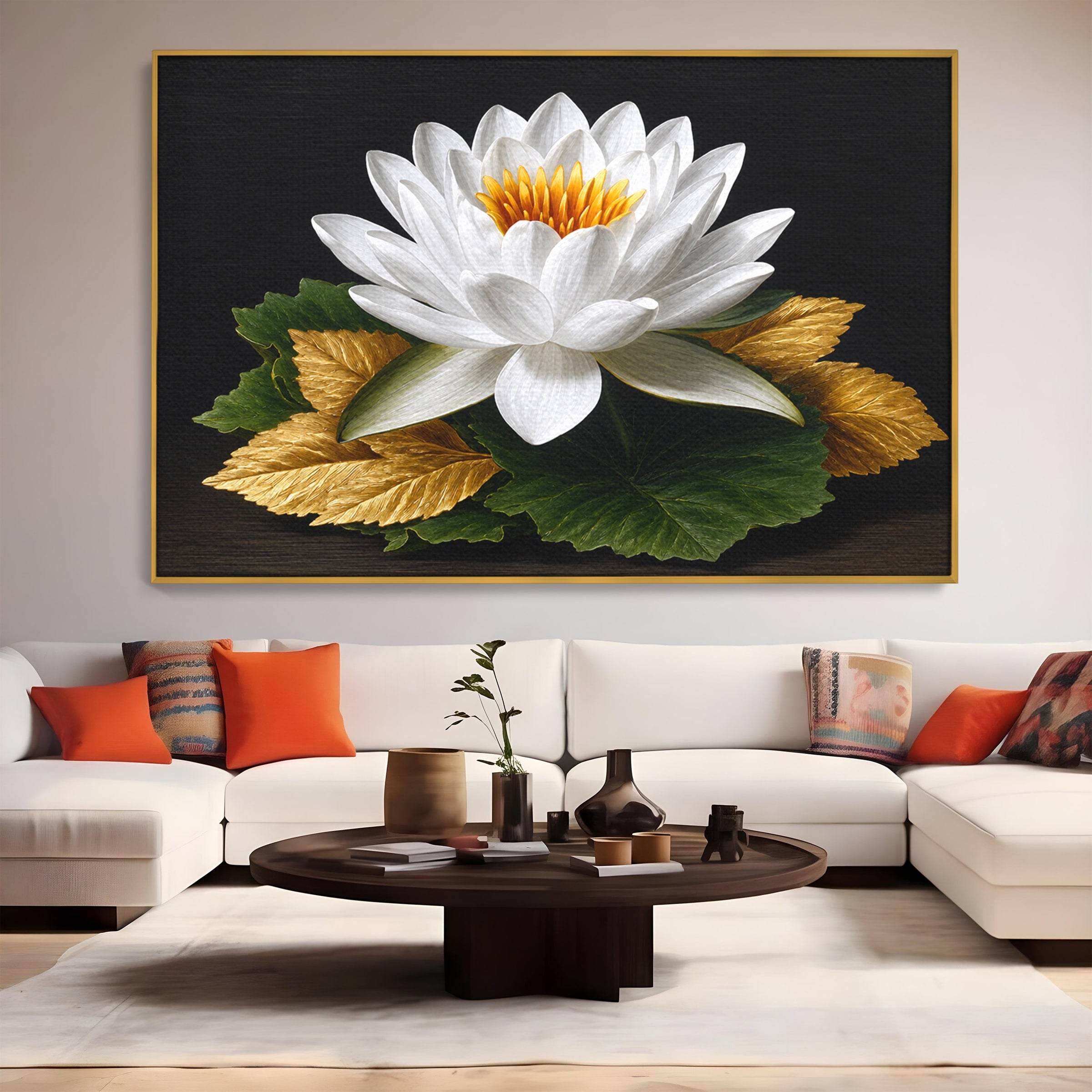Tablou Canvas Premium LuxCanva® A1816, Splendoare Albă, Lotus, Elegant, Natura, Living, Dormitor, Culori Vibrante