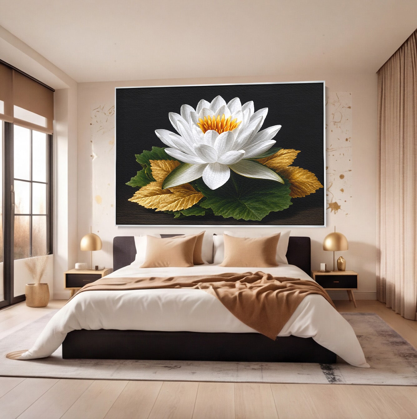 Tablou Canvas Premium LuxCanva® A1816, Splendoare Albă, Lotus, Elegant, Natura, Living, Dormitor, Culori Vibrante