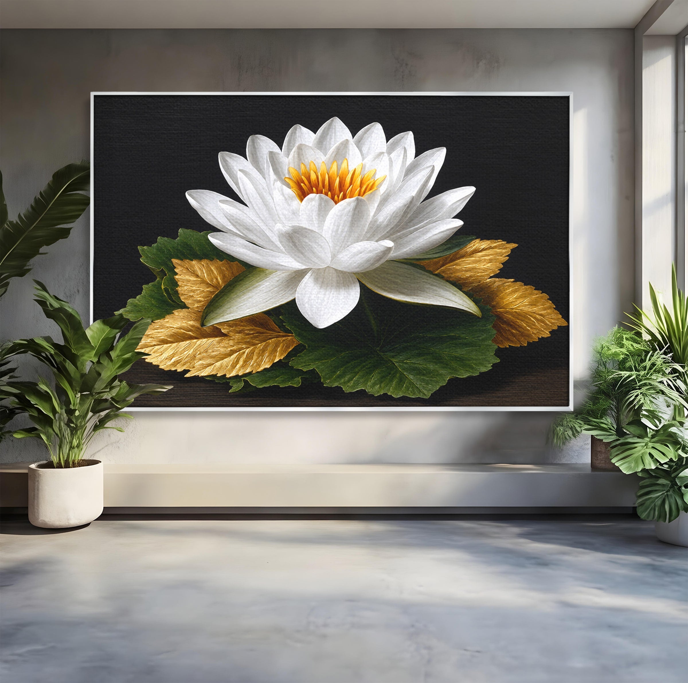 Tablou Canvas Premium LuxCanva® A1816, Splendoare Albă, Lotus, Elegant, Natura, Living, Dormitor, Culori Vibrante