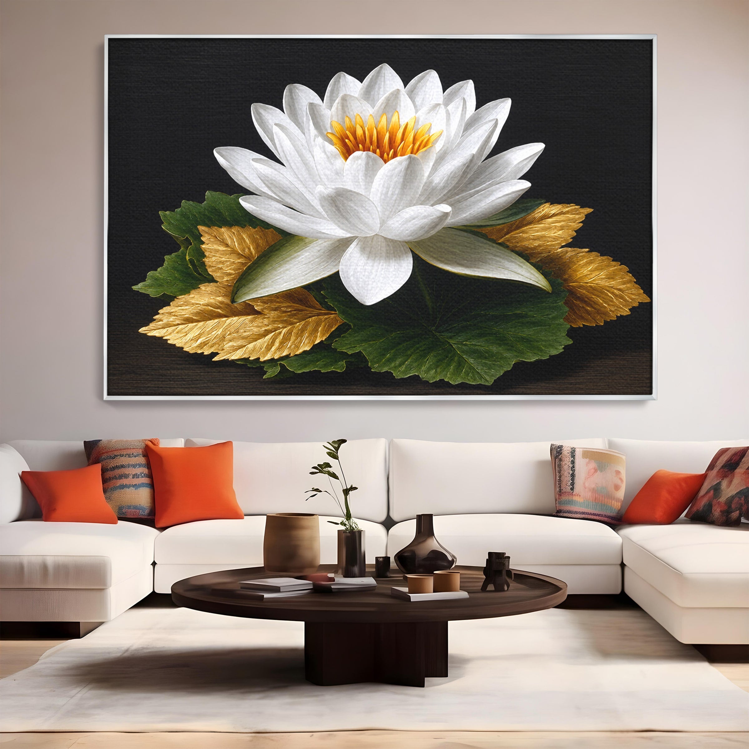 Tablou Canvas Premium LuxCanva® A1816, Splendoare Albă, Lotus, Elegant, Natura, Living, Dormitor, Culori Vibrante