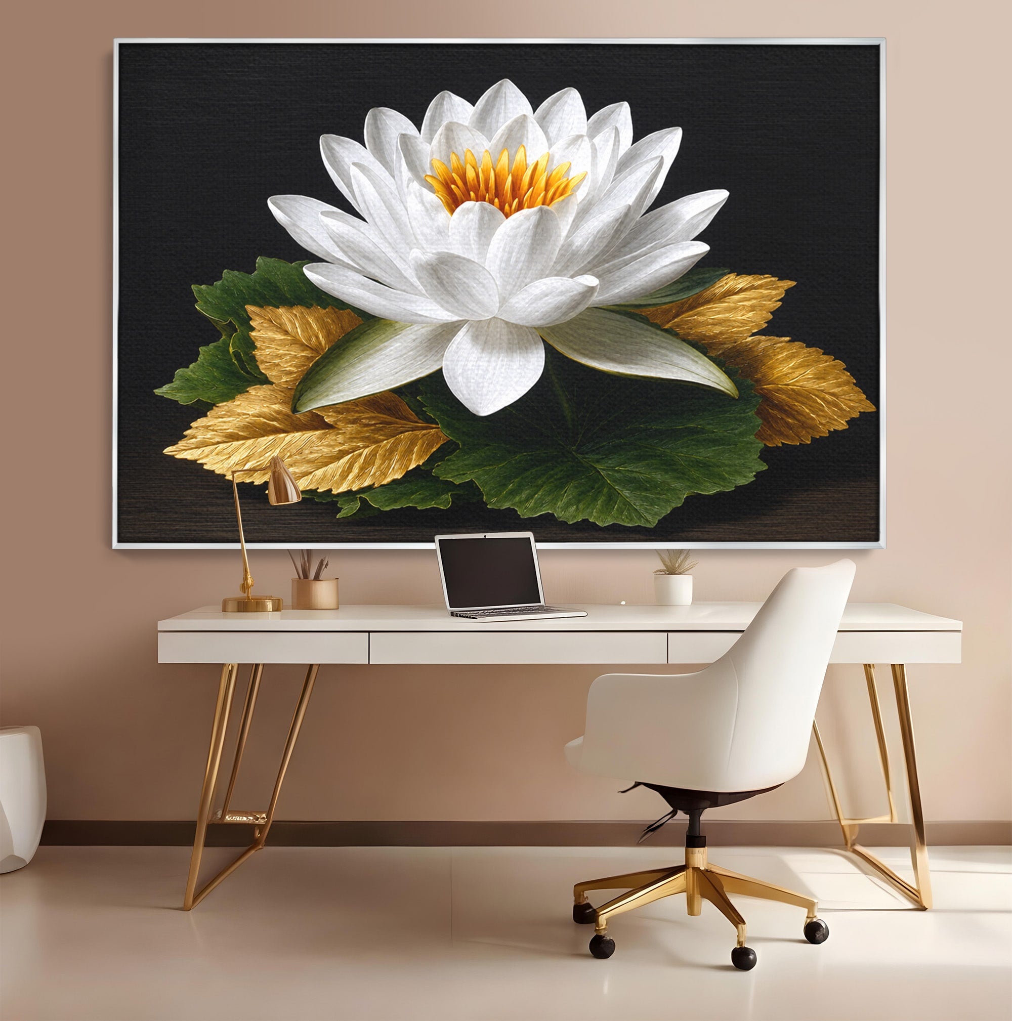 Tablou Canvas Premium LuxCanva® A1816, Splendoare Albă, Lotus, Elegant, Natura, Living, Dormitor, Culori Vibrante