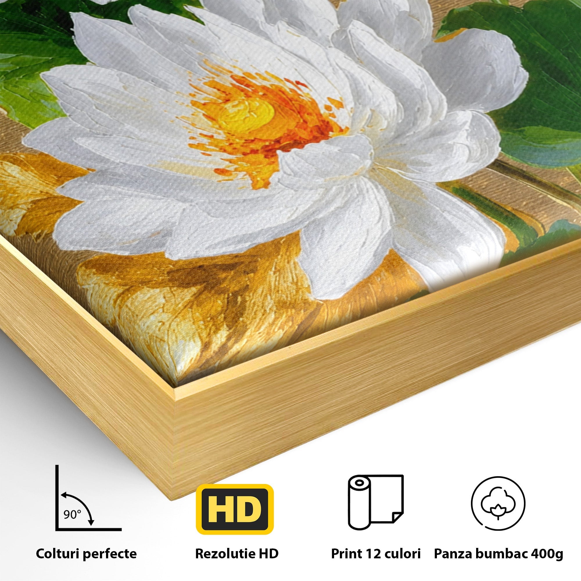 Tablou Canvas Premium LuxCanva® A1817, Armonie Florală, Flori, Lotus, Natura, Living, Dormitor, Culori Vibrante