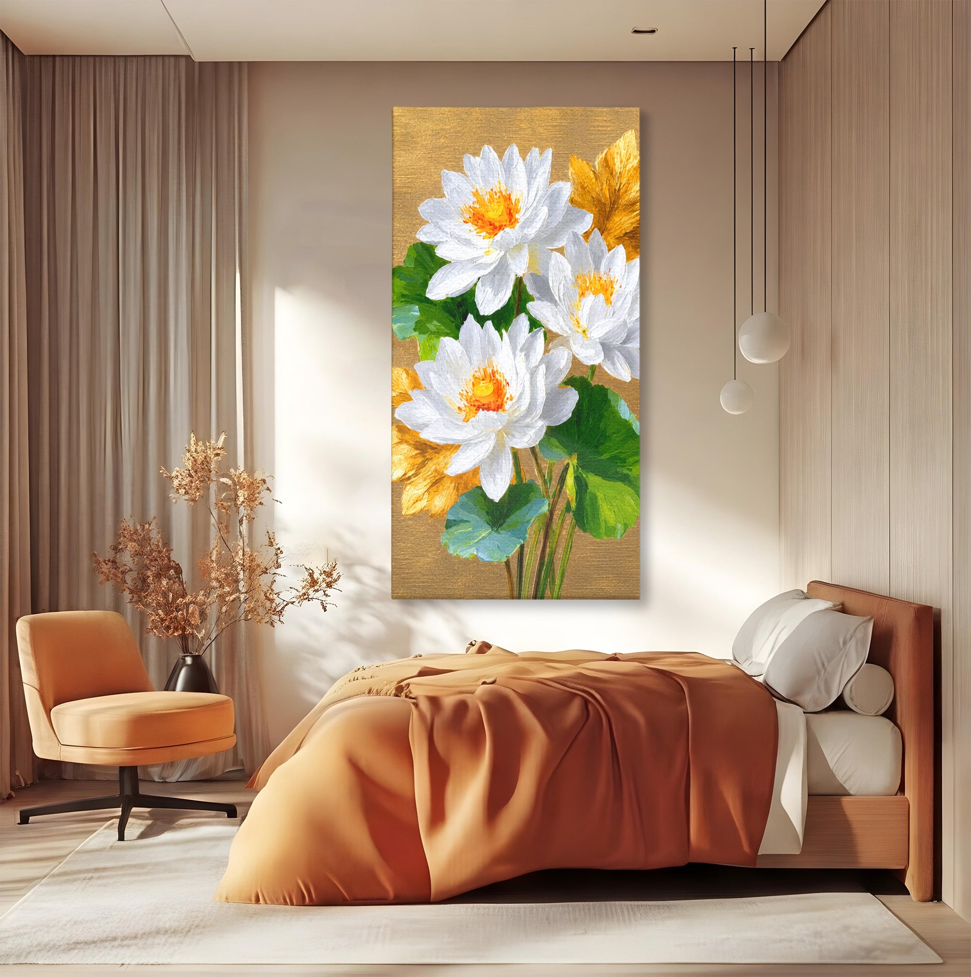 Tablou Canvas Premium LuxCanva® A1817, Armonie Florală, Flori, Lotus, Natura, Living, Dormitor, Culori Vibrante