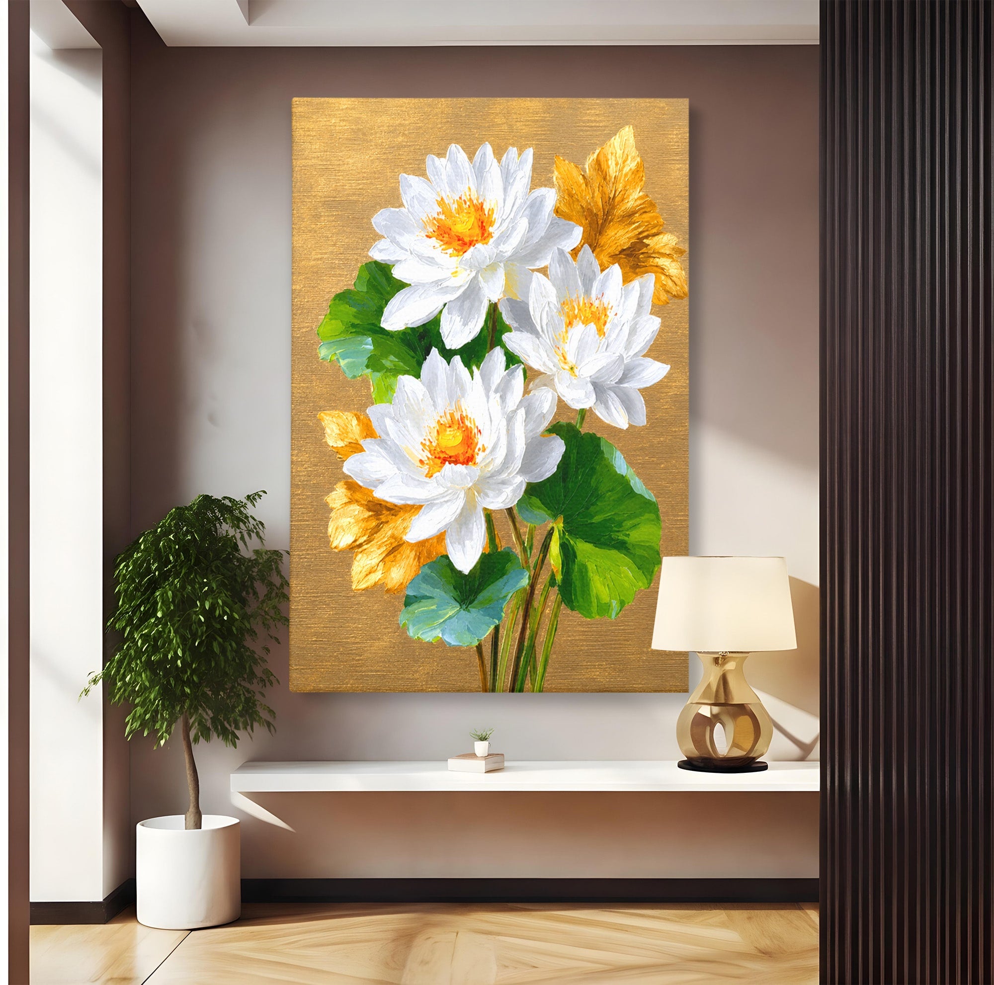 Tablou Canvas Premium LuxCanva® A1817, Armonie Florală, Flori, Lotus, Natura, Living, Dormitor, Culori Vibrante