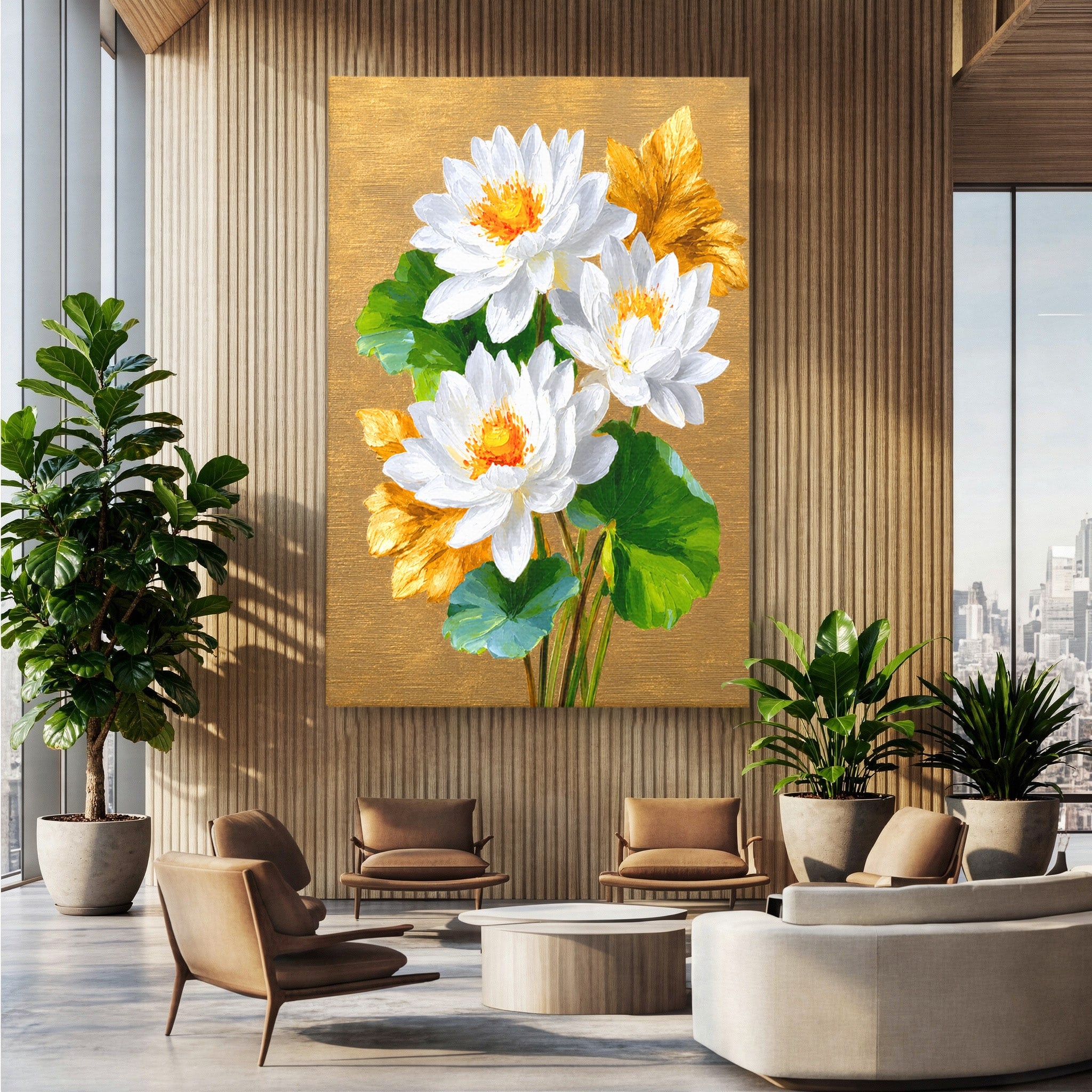 Tablou Canvas Premium LuxCanva® A1817, Armonie Florală, Flori, Lotus, Natura, Living, Dormitor, Culori Vibrante