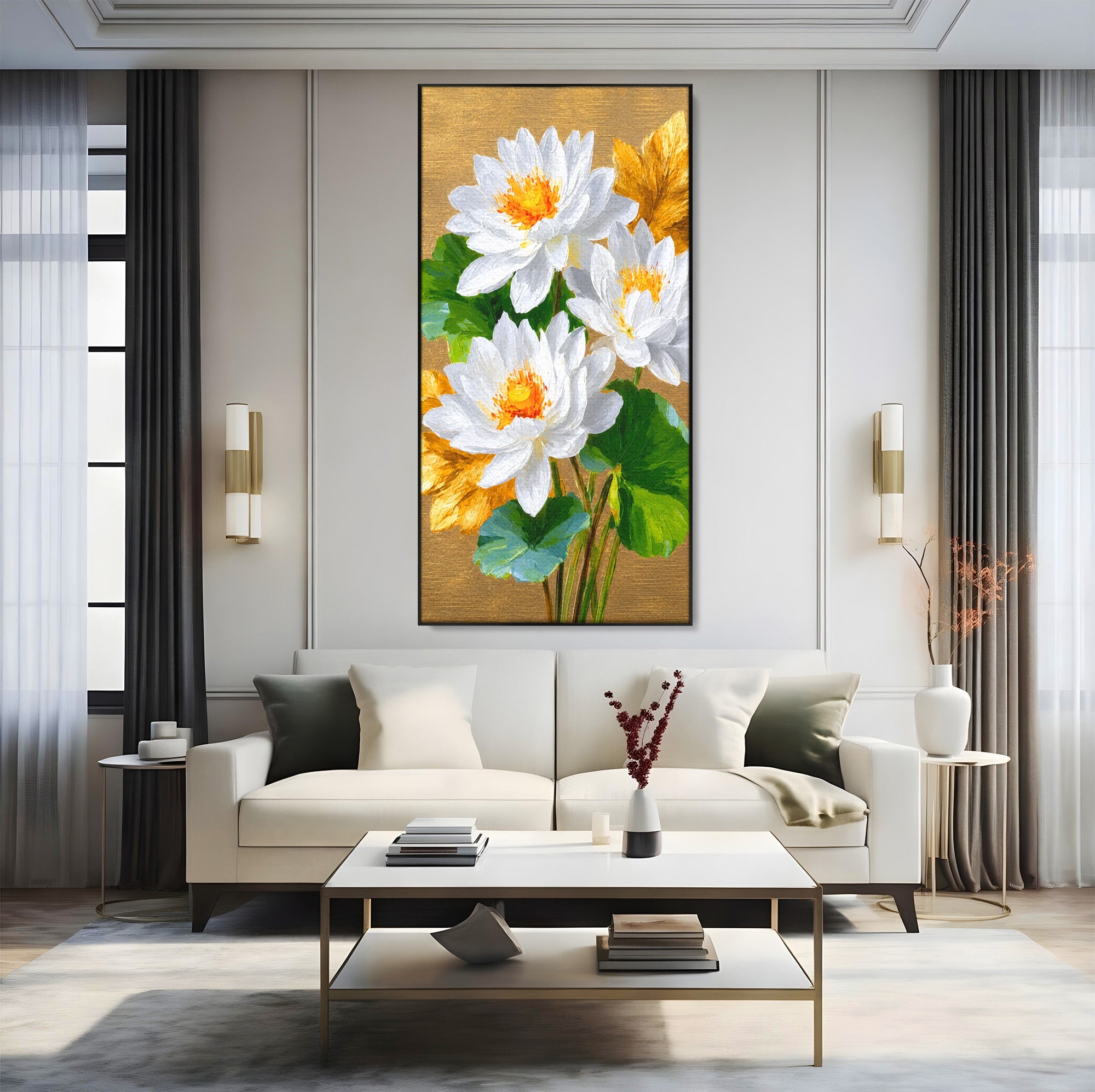 Tablou Canvas Premium LuxCanva® A1817, Armonie Florală, Flori, Lotus, Natura, Living, Dormitor, Culori Vibrante