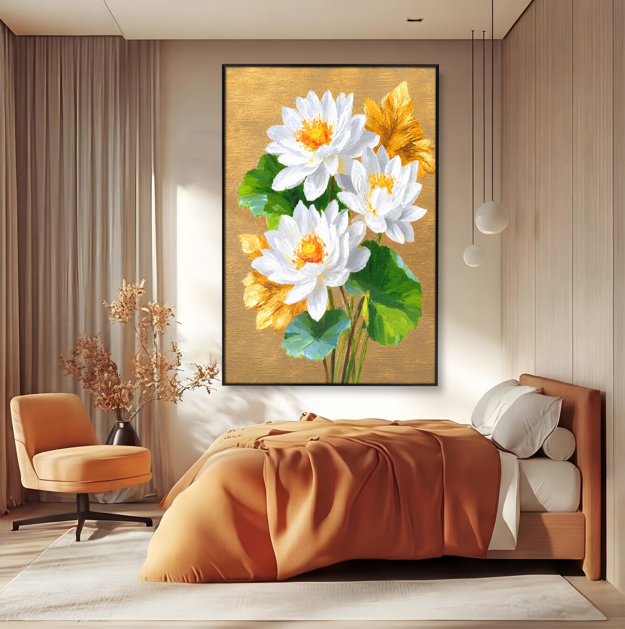 Tablou Canvas Premium LuxCanva® A1817, Armonie Florală, Flori, Lotus, Natura, Living, Dormitor, Culori Vibrante