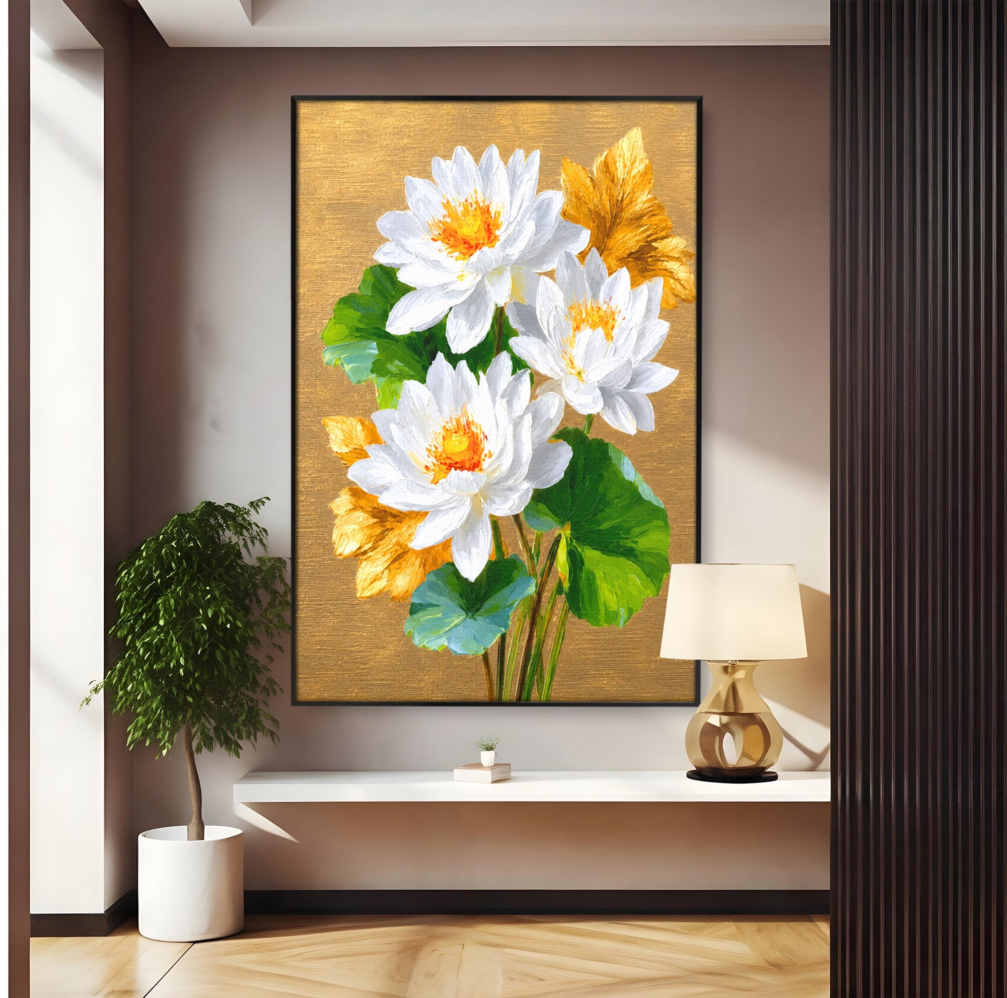 Tablou Canvas Premium LuxCanva® A1817, Armonie Florală, Flori, Lotus, Natura, Living, Dormitor, Culori Vibrante