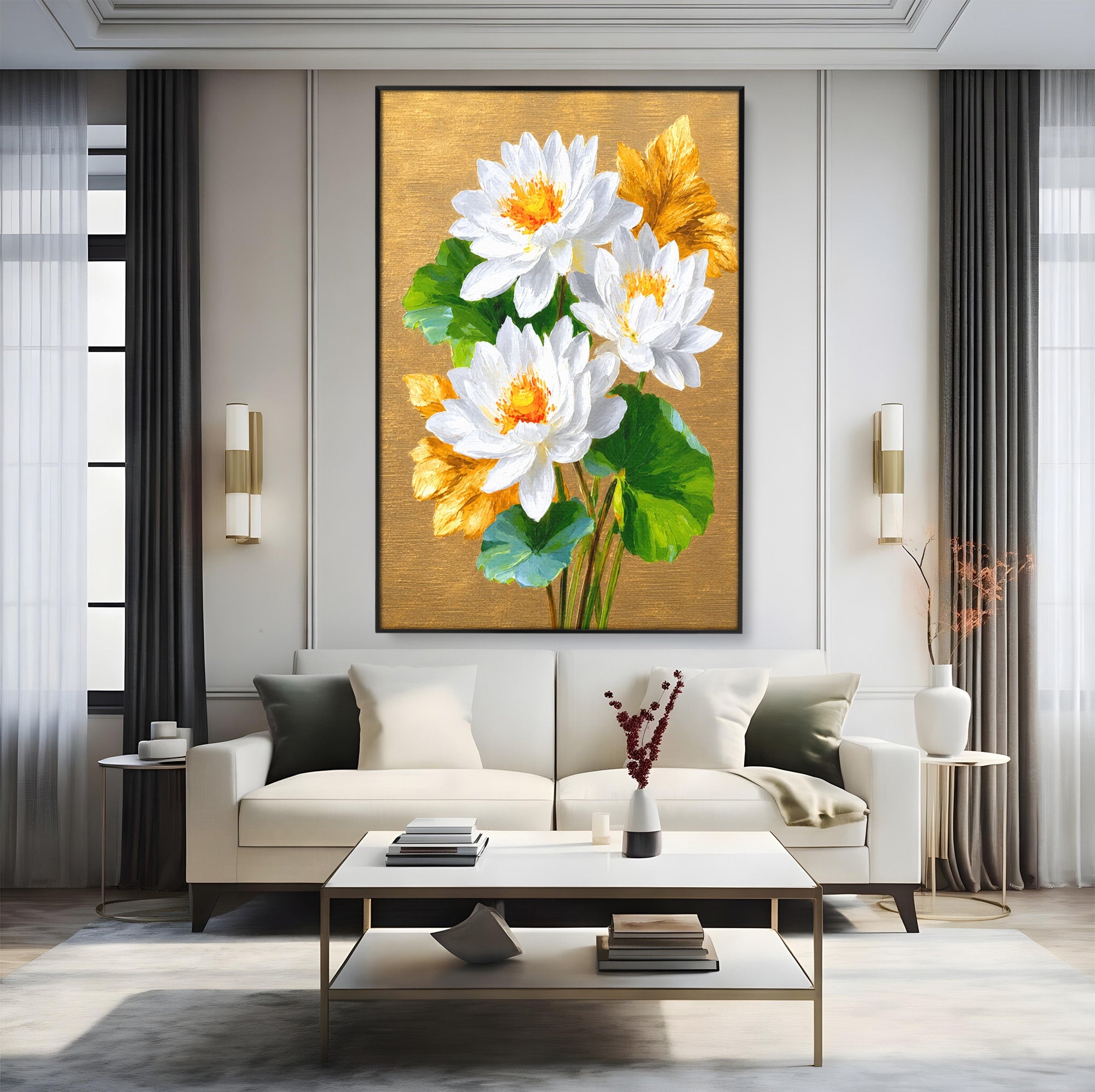 Tablou Canvas Premium LuxCanva® A1817, Armonie Florală, Flori, Lotus, Natura, Living, Dormitor, Culori Vibrante