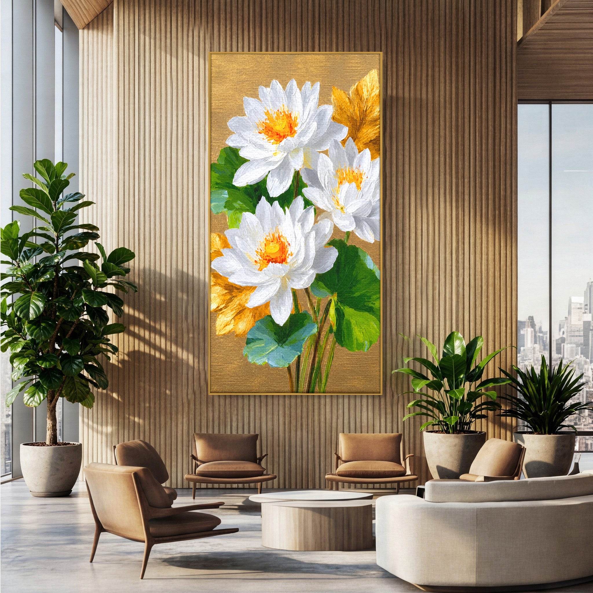 Tablou Canvas Premium LuxCanva® A1817, Armonie Florală, Flori, Lotus, Natura, Living, Dormitor, Culori Vibrante