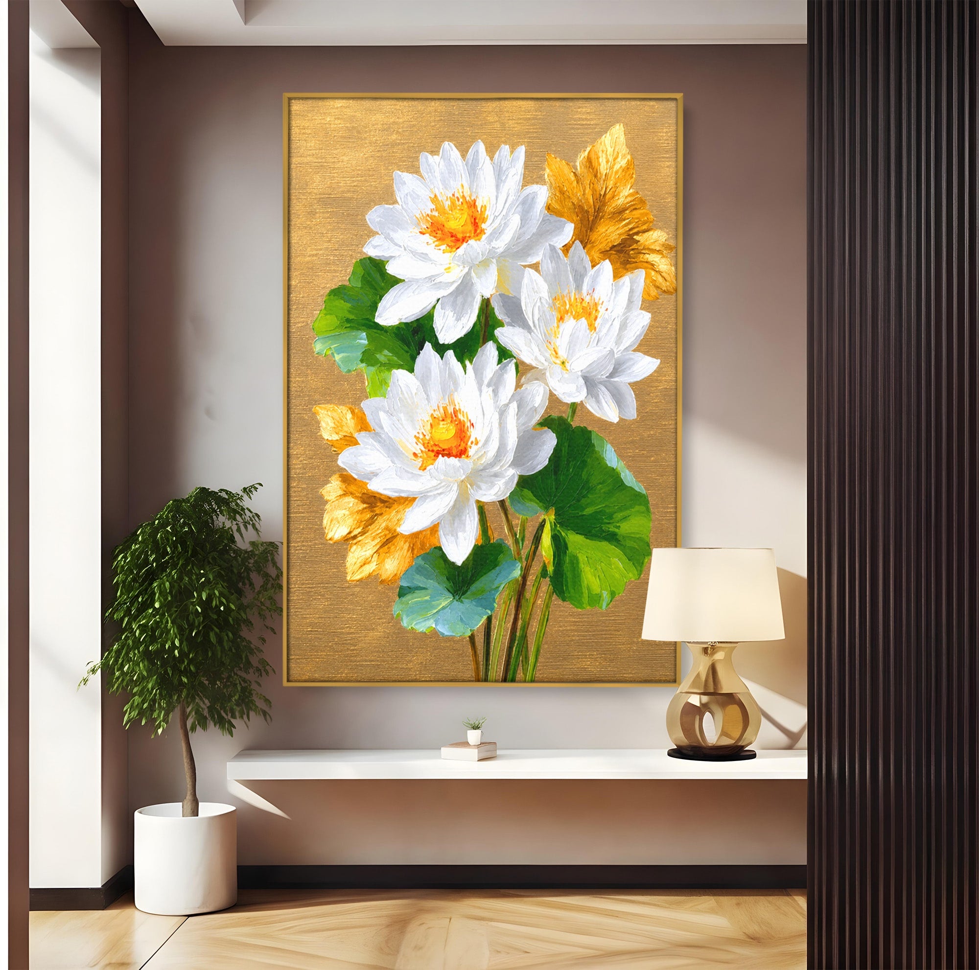 Tablou Canvas Premium LuxCanva® A1817, Armonie Florală, Flori, Lotus, Natura, Living, Dormitor, Culori Vibrante