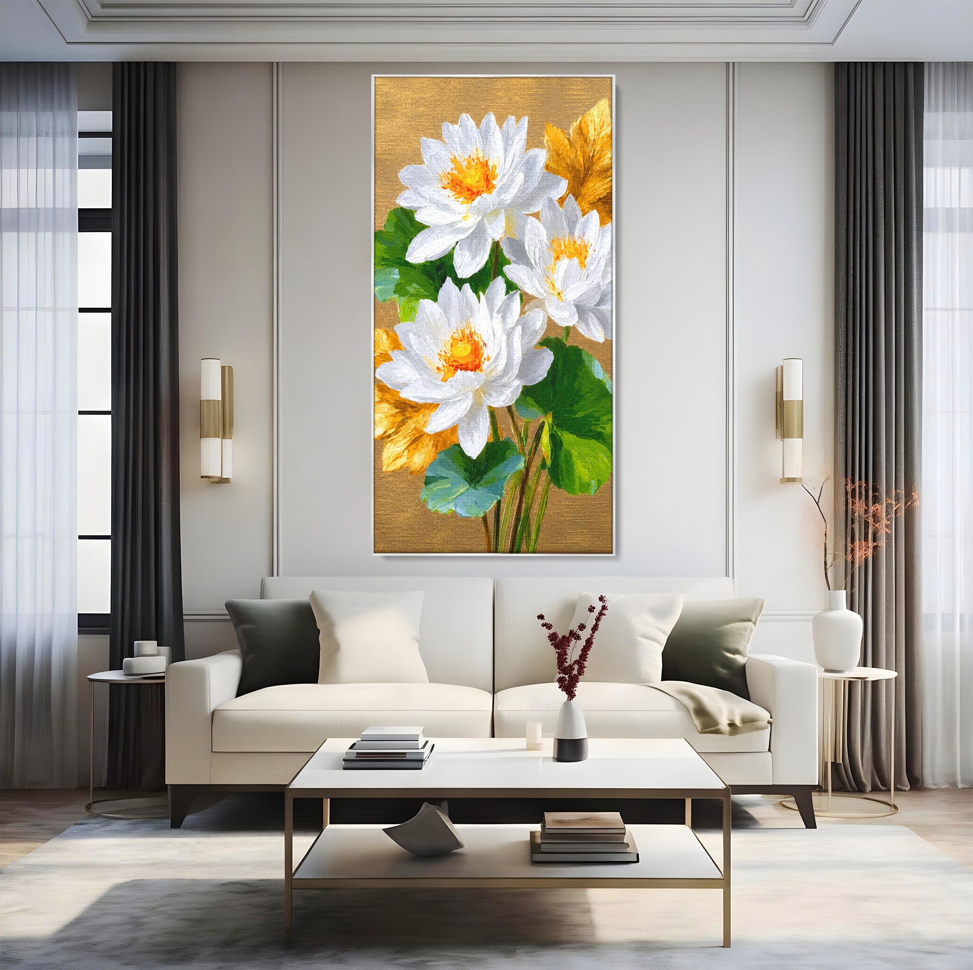 Tablou Canvas Premium LuxCanva® A1817, Armonie Florală, Flori, Lotus, Natura, Living, Dormitor, Culori Vibrante