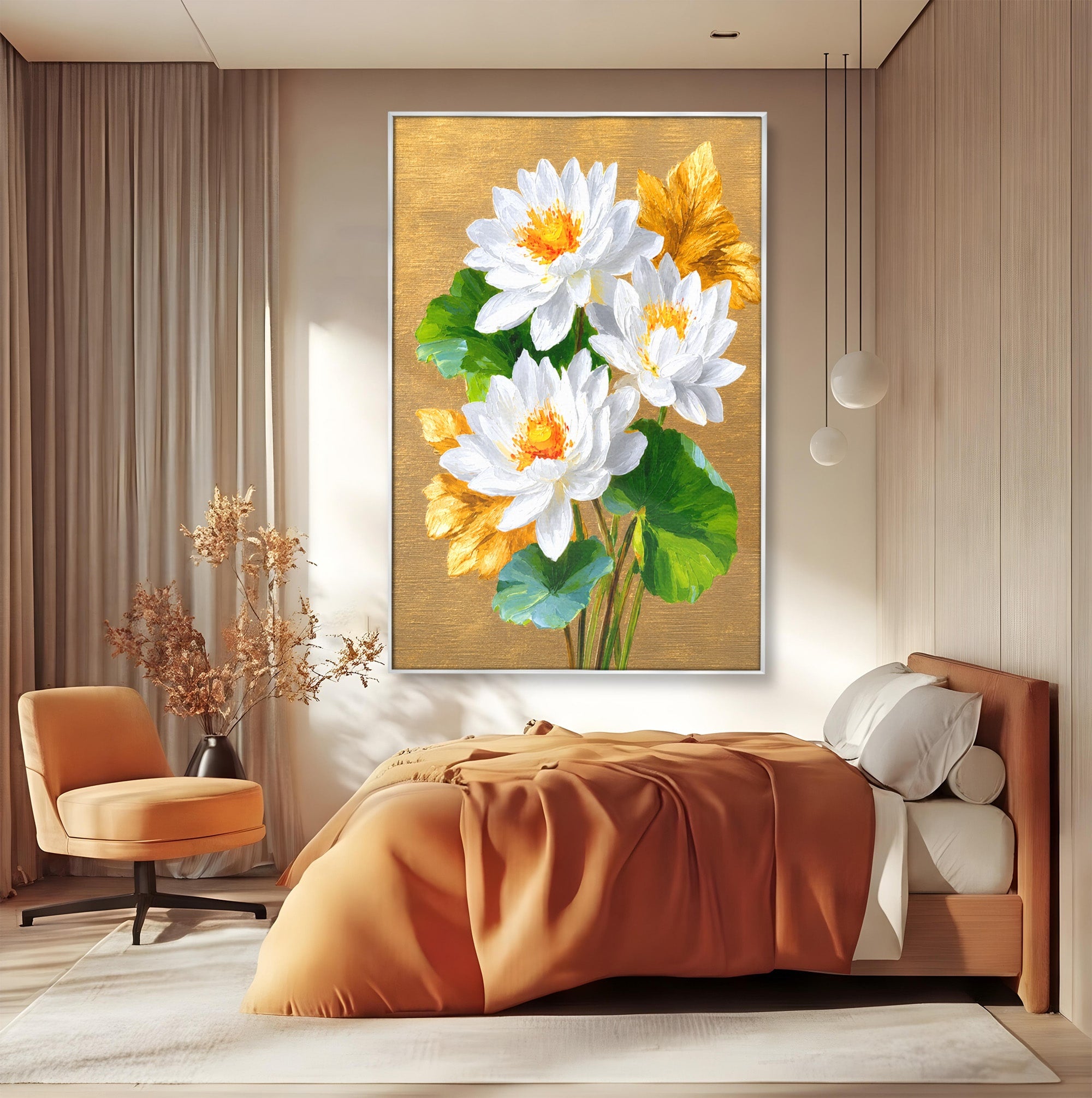 Tablou Canvas Premium LuxCanva® A1817, Armonie Florală, Flori, Lotus, Natura, Living, Dormitor, Culori Vibrante