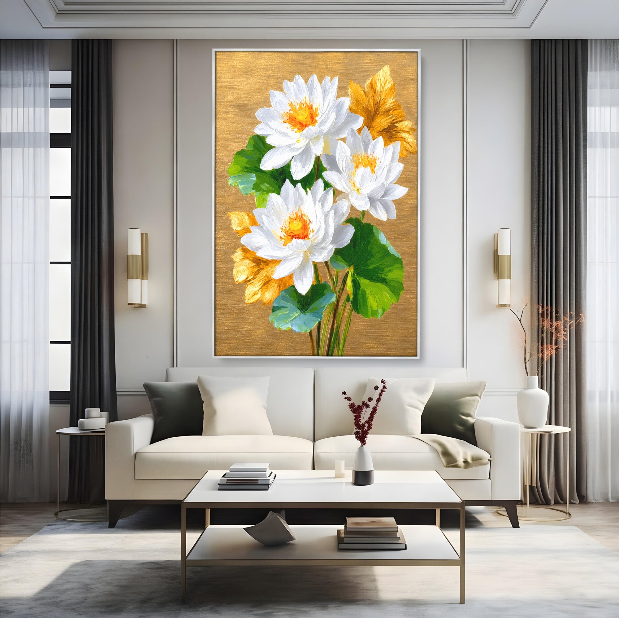 Tablou Canvas Premium LuxCanva® A1817, Armonie Florală, Flori, Lotus, Natura, Living, Dormitor, Culori Vibrante