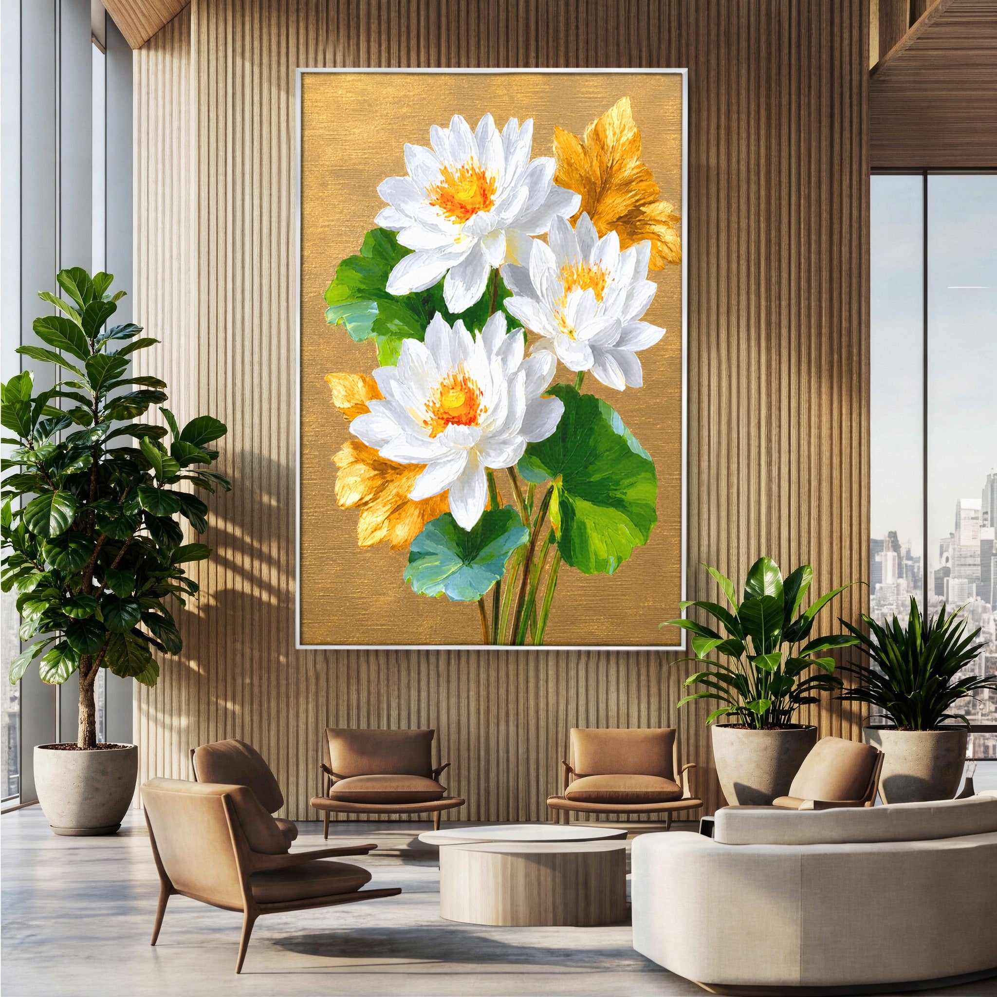 Tablou Canvas Premium LuxCanva® A1817, Armonie Florală, Flori, Lotus, Natura, Living, Dormitor, Culori Vibrante