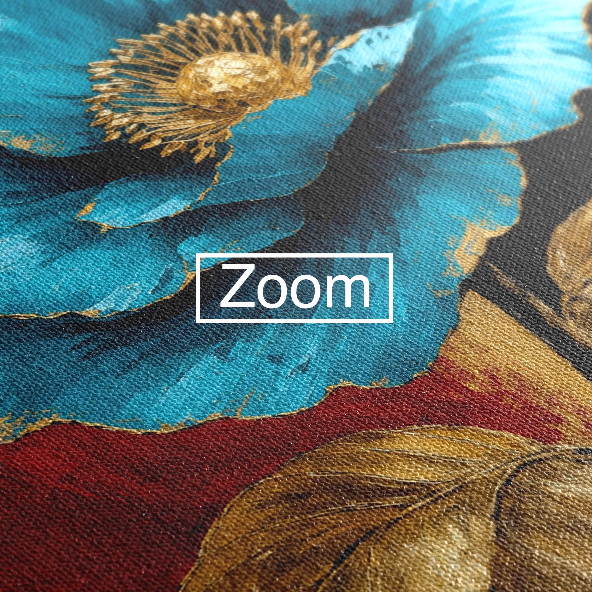 Tablou Canvas Premium LuxCanva® A1818, Eleganță de Safir, Floare, Frunze, Arta Botanica, Dormitor, Living, Culori Vibrante