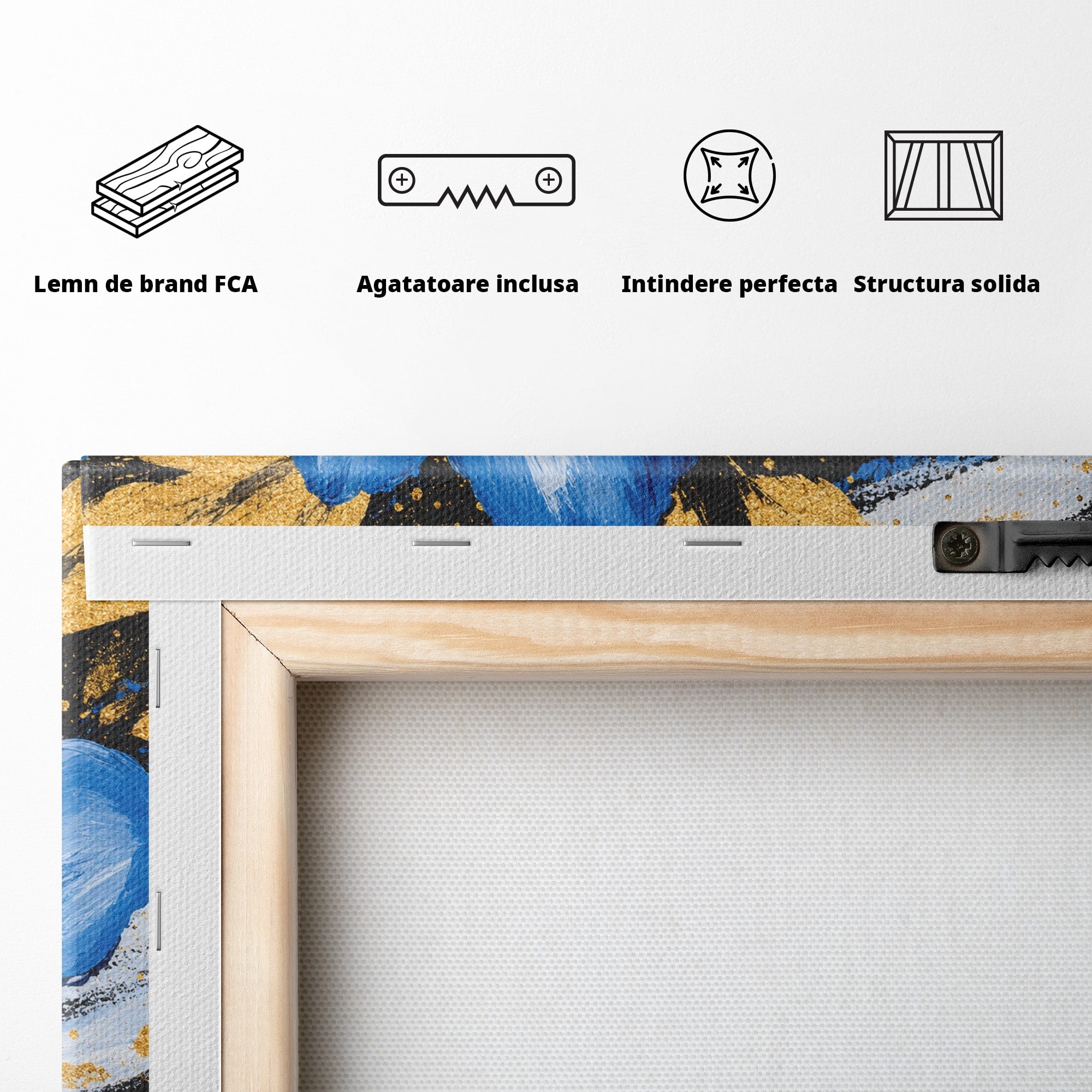 Tablou Canvas Premium LuxCanva® A1820, Duo de Safir, Flori, Modern, Abstract, Living, Dormitor, Culori Vibrante