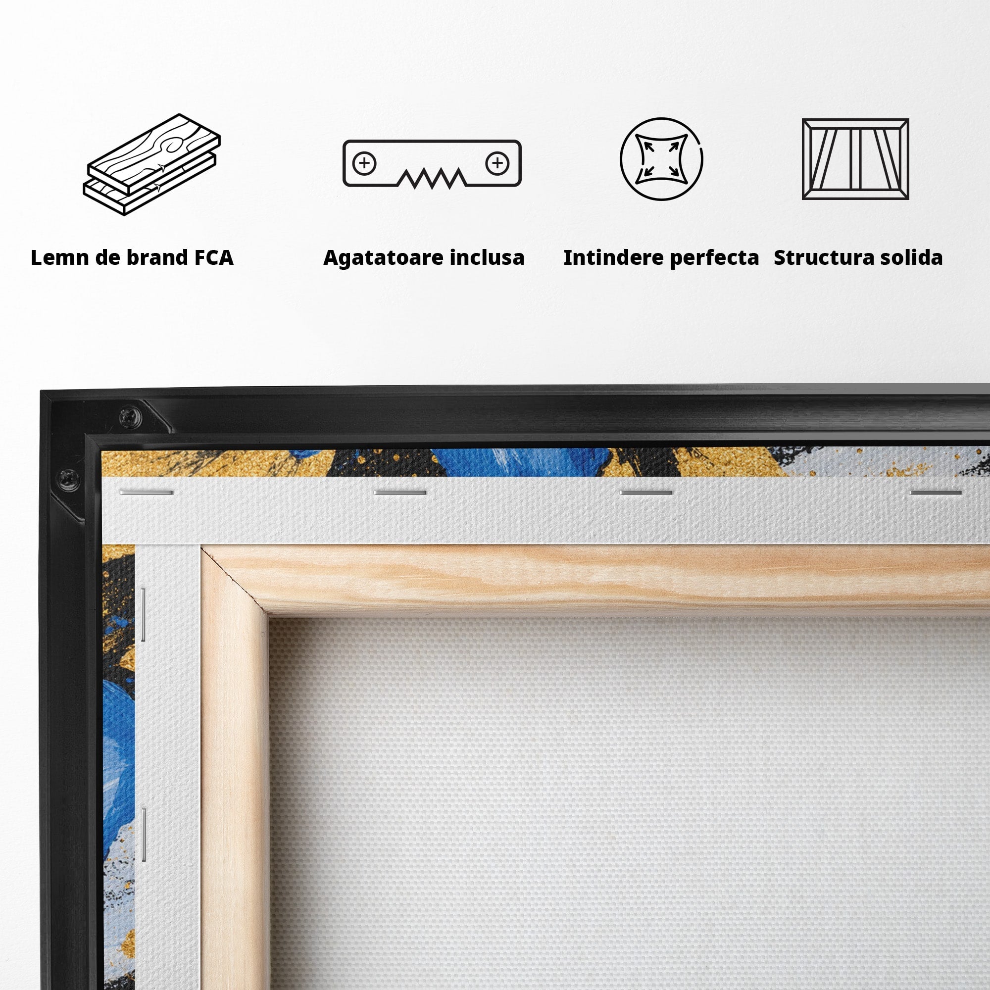 Tablou Canvas Premium LuxCanva® A1820, Duo de Safir, Flori, Modern, Abstract, Living, Dormitor, Culori Vibrante