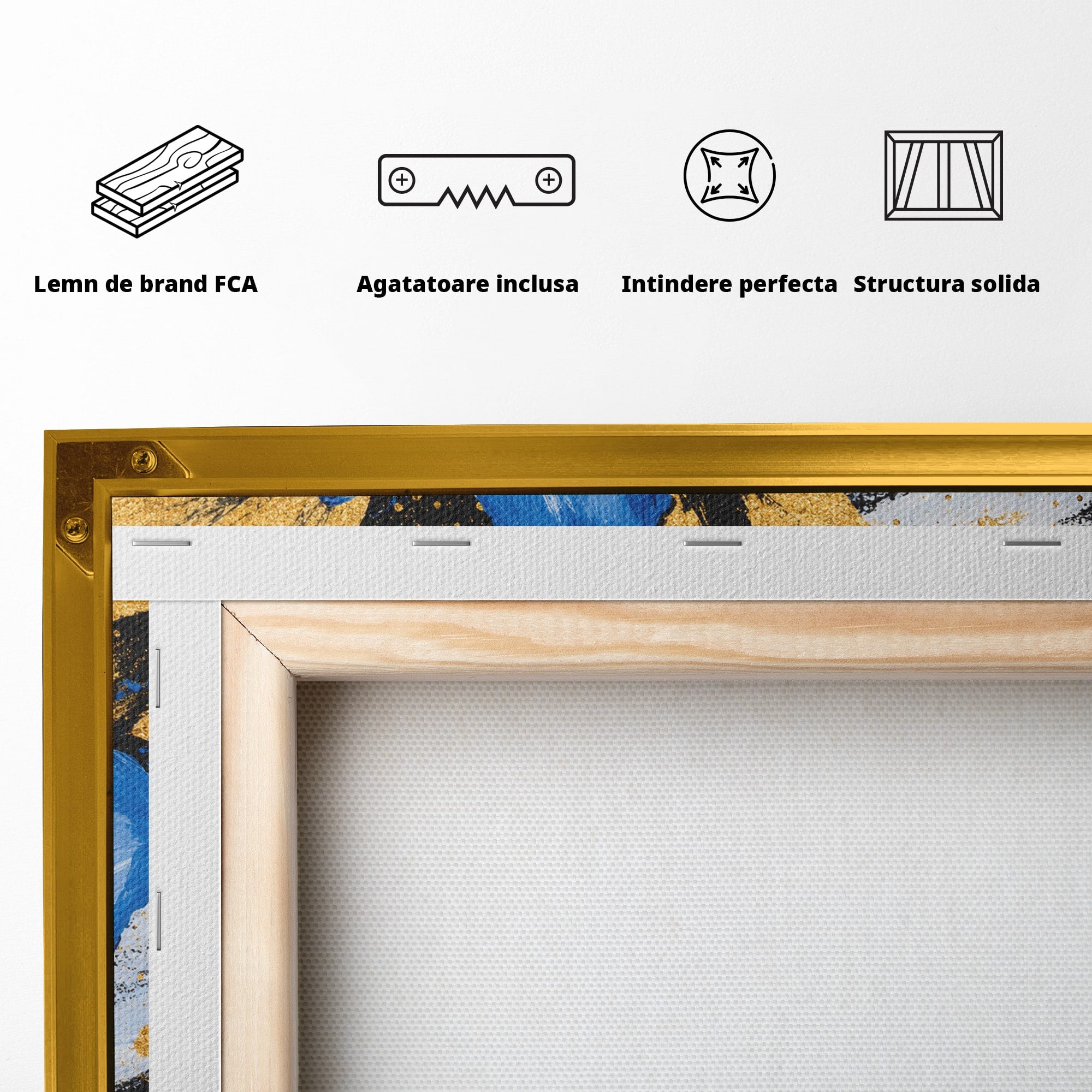 Tablou Canvas Premium LuxCanva® A1820, Duo de Safir, Flori, Modern, Abstract, Living, Dormitor, Culori Vibrante