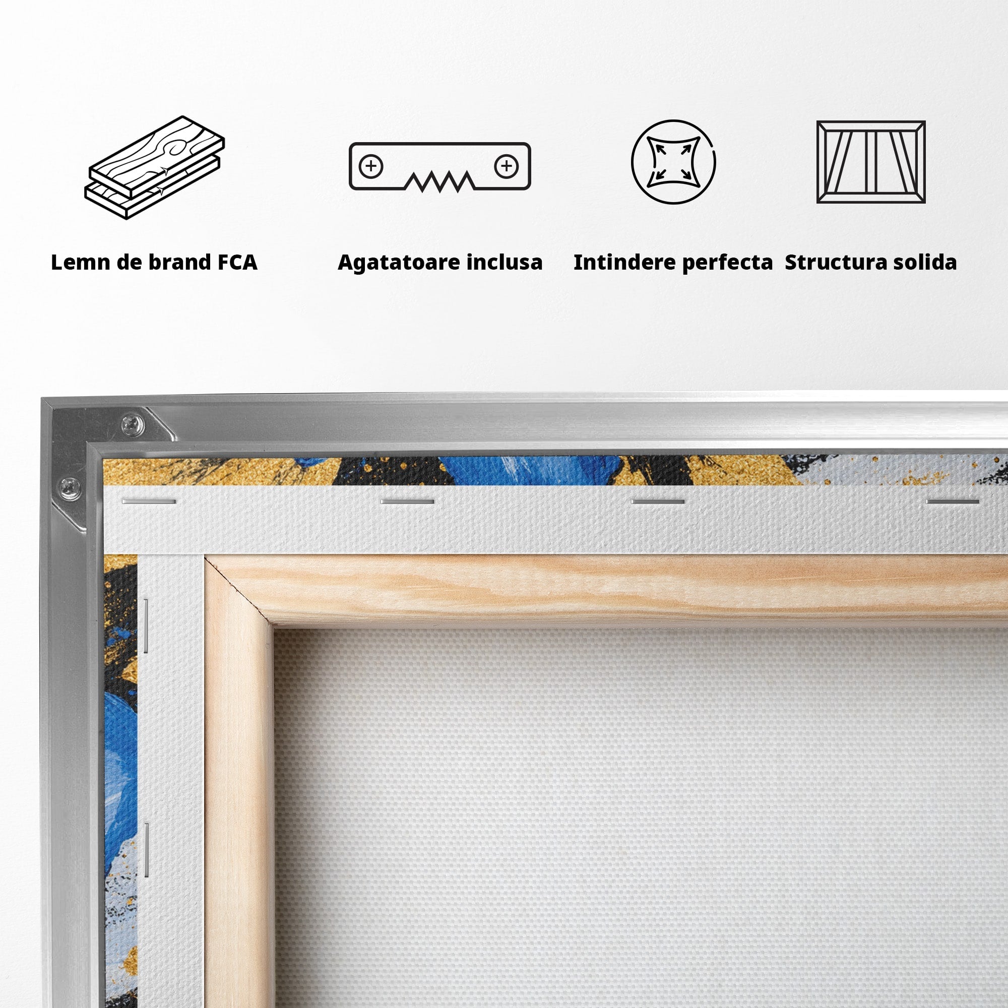 Tablou Canvas Premium LuxCanva® A1820, Duo de Safir, Flori, Modern, Abstract, Living, Dormitor, Culori Vibrante