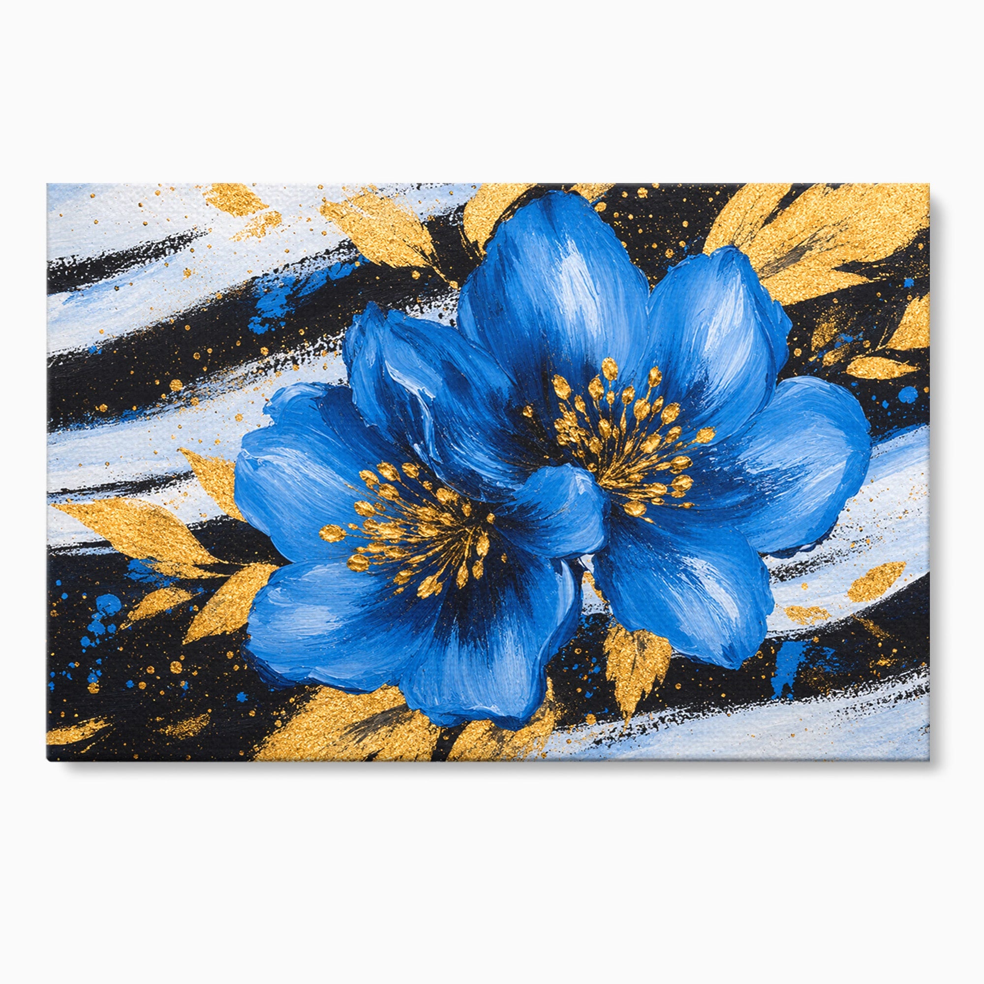 Tablou Canvas Premium LuxCanva® A1820, Duo de Safir, Flori, Modern, Abstract, Living, Dormitor, Culori Vibrante