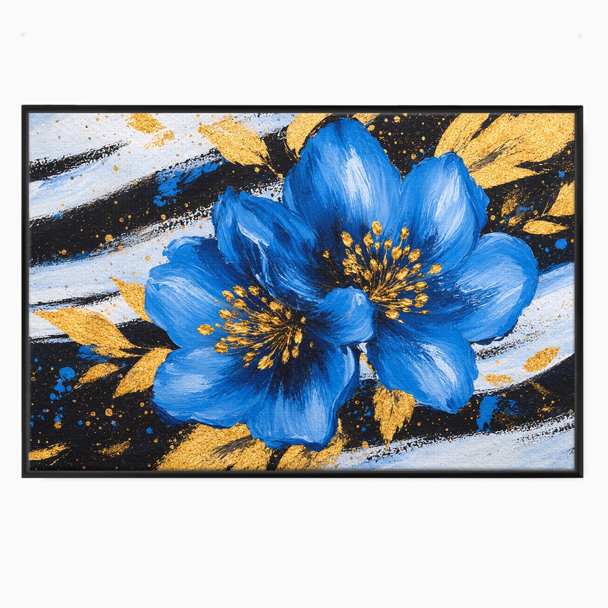 Tablou Canvas Premium LuxCanva® A1820, Duo de Safir, Flori, Modern, Abstract, Living, Dormitor, Culori Vibrante