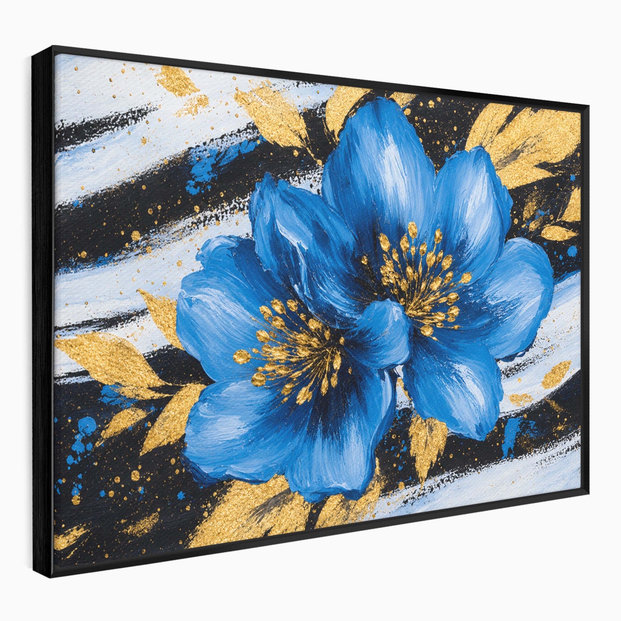 Tablou Canvas Premium LuxCanva® A1820, Duo de Safir, Flori, Modern, Abstract, Living, Dormitor, Culori Vibrante