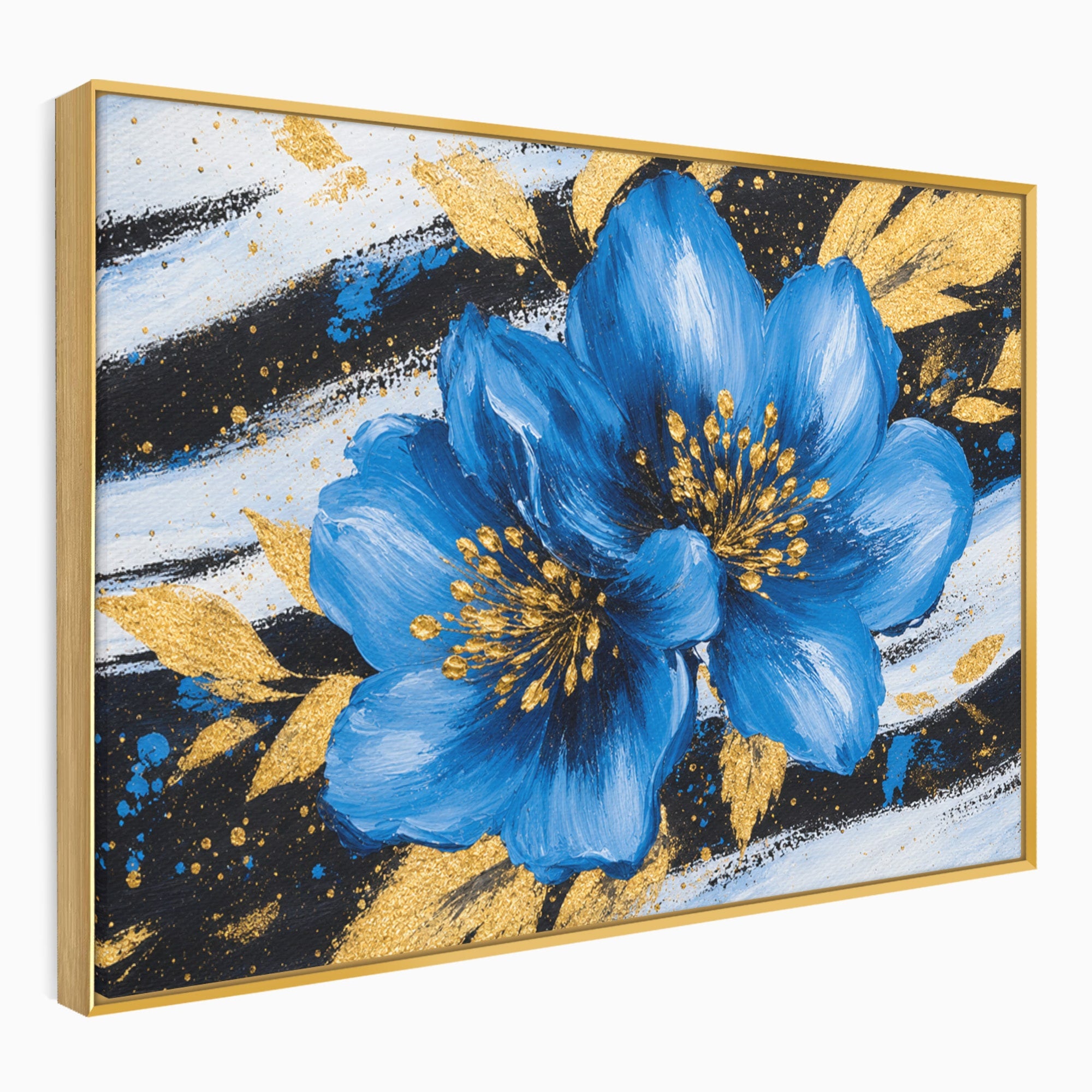 Tablou Canvas Premium LuxCanva® A1820, Duo de Safir, Flori, Modern, Abstract, Living, Dormitor, Culori Vibrante