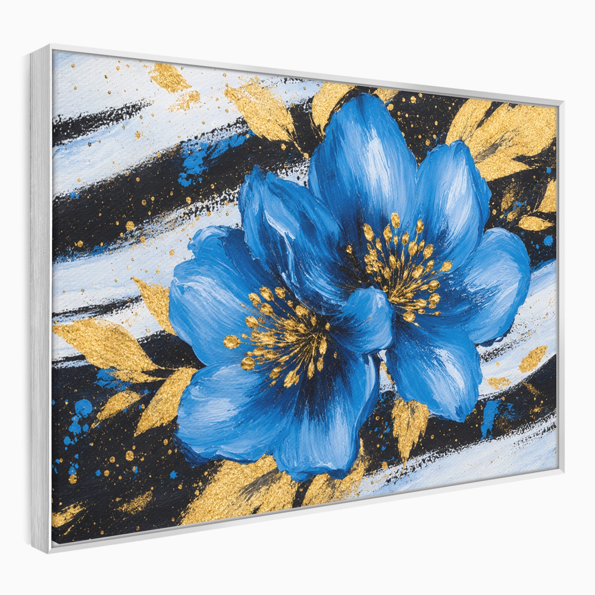 Tablou Canvas Premium LuxCanva® A1820, Duo de Safir, Flori, Modern, Abstract, Living, Dormitor, Culori Vibrante