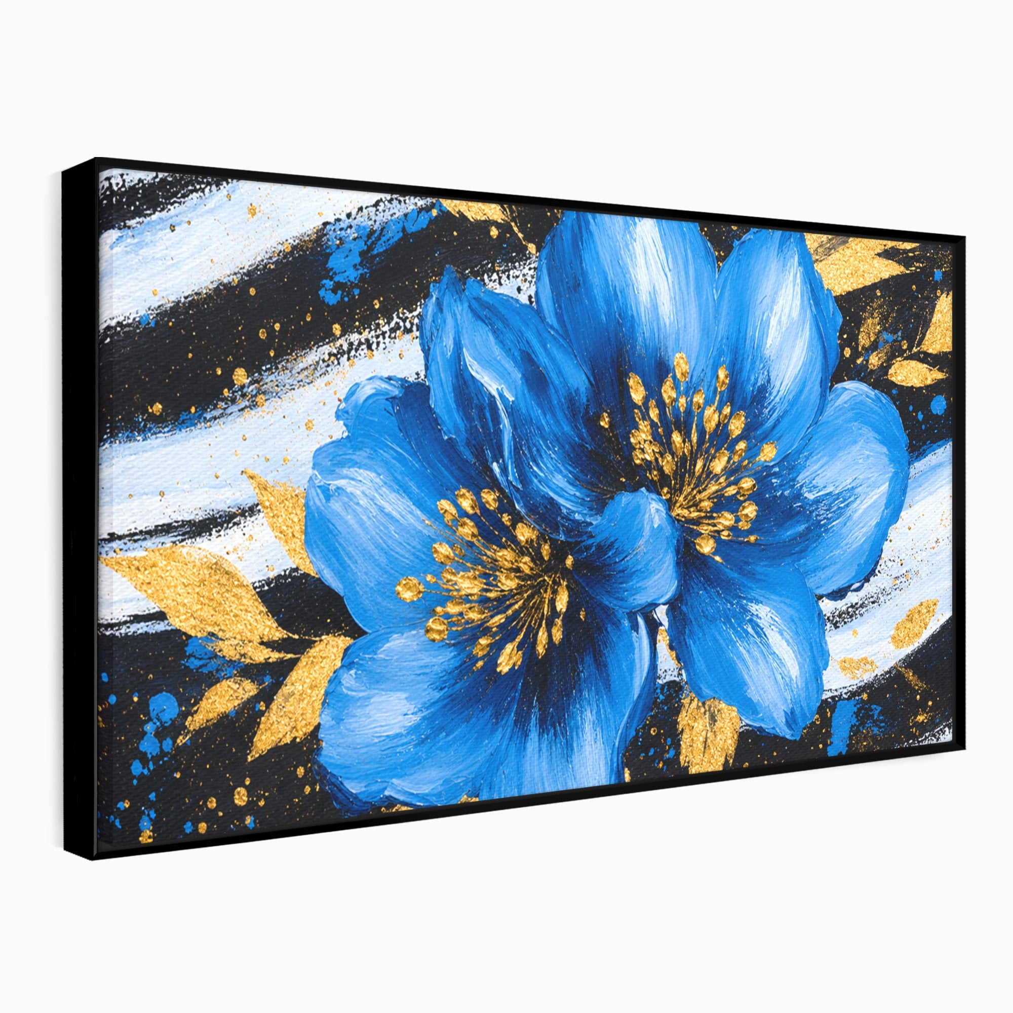 Tablou Canvas Premium LuxCanva® A1820, Duo de Safir, Flori, Modern, Abstract, Living, Dormitor, Culori Vibrante