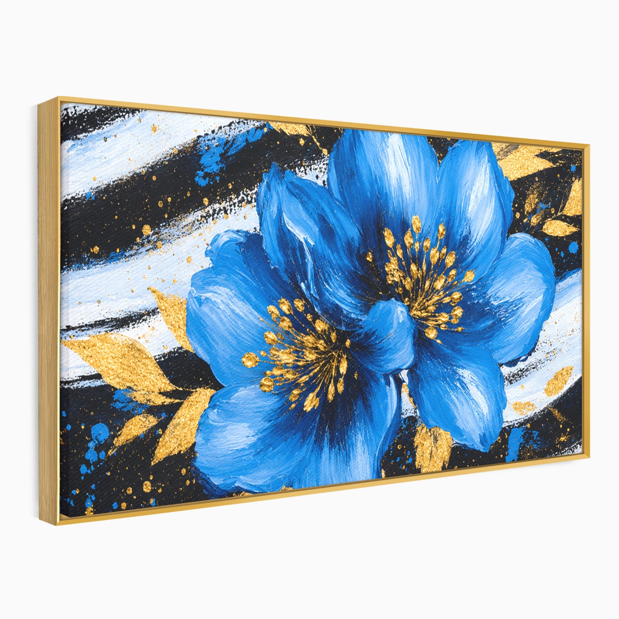 Tablou Canvas Premium LuxCanva® A1820, Duo de Safir, Flori, Modern, Abstract, Living, Dormitor, Culori Vibrante