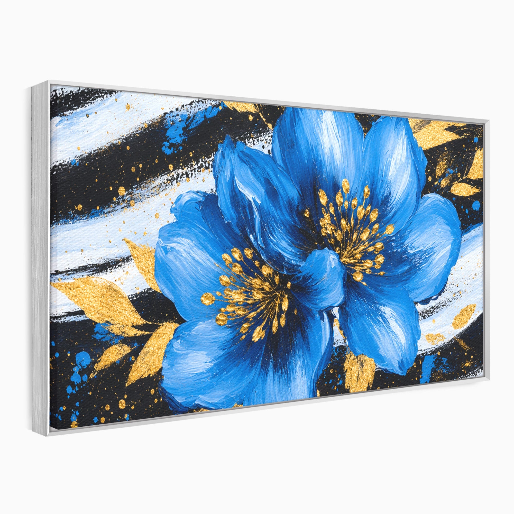 Tablou Canvas Premium LuxCanva® A1820, Duo de Safir, Flori, Modern, Abstract, Living, Dormitor, Culori Vibrante