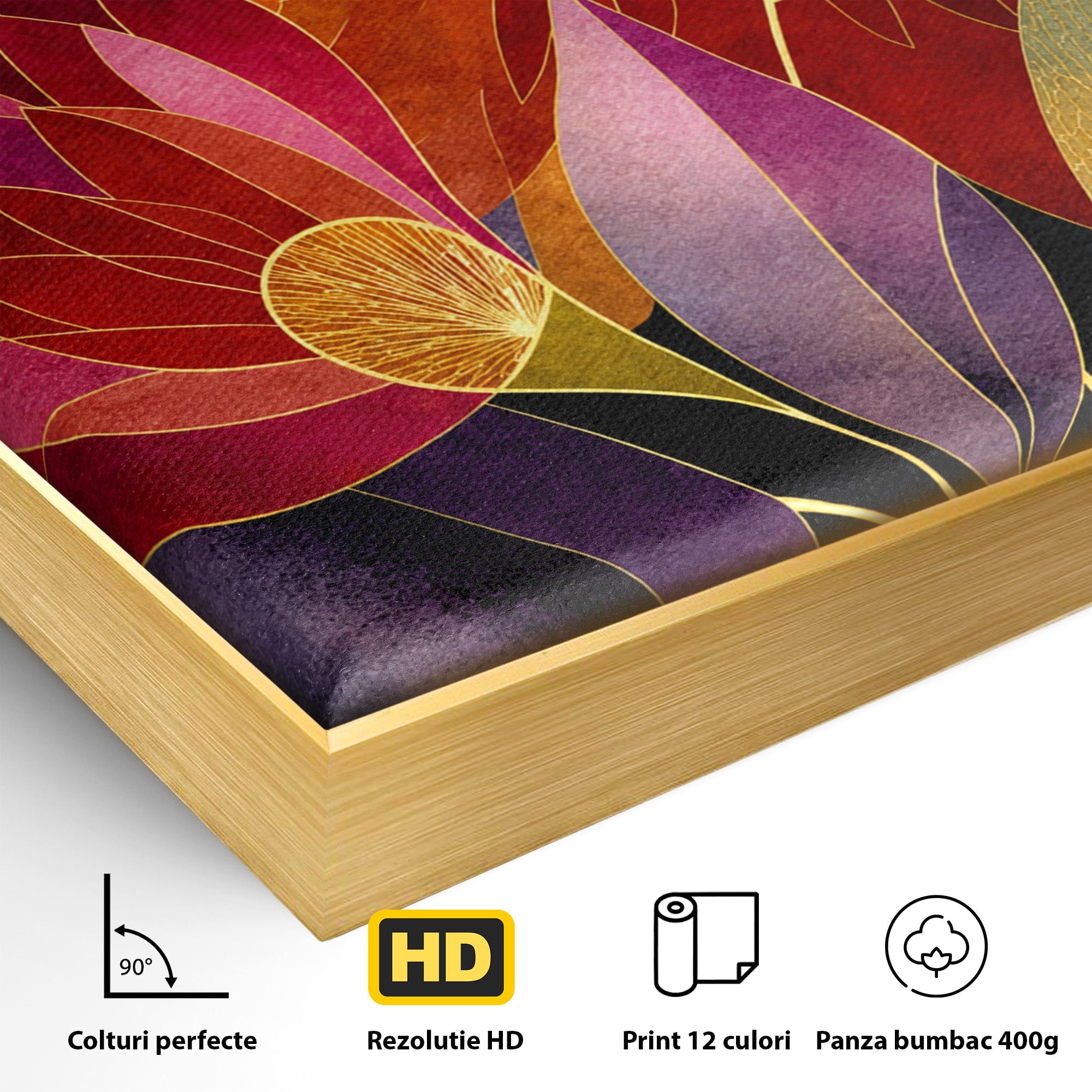 Tablou Canvas Premium LuxCanva® A1821, Floarea Soarelui Abstracta, Flori, Abstract, Living, Modern, Natura, Dormitor, Culori Vibrante