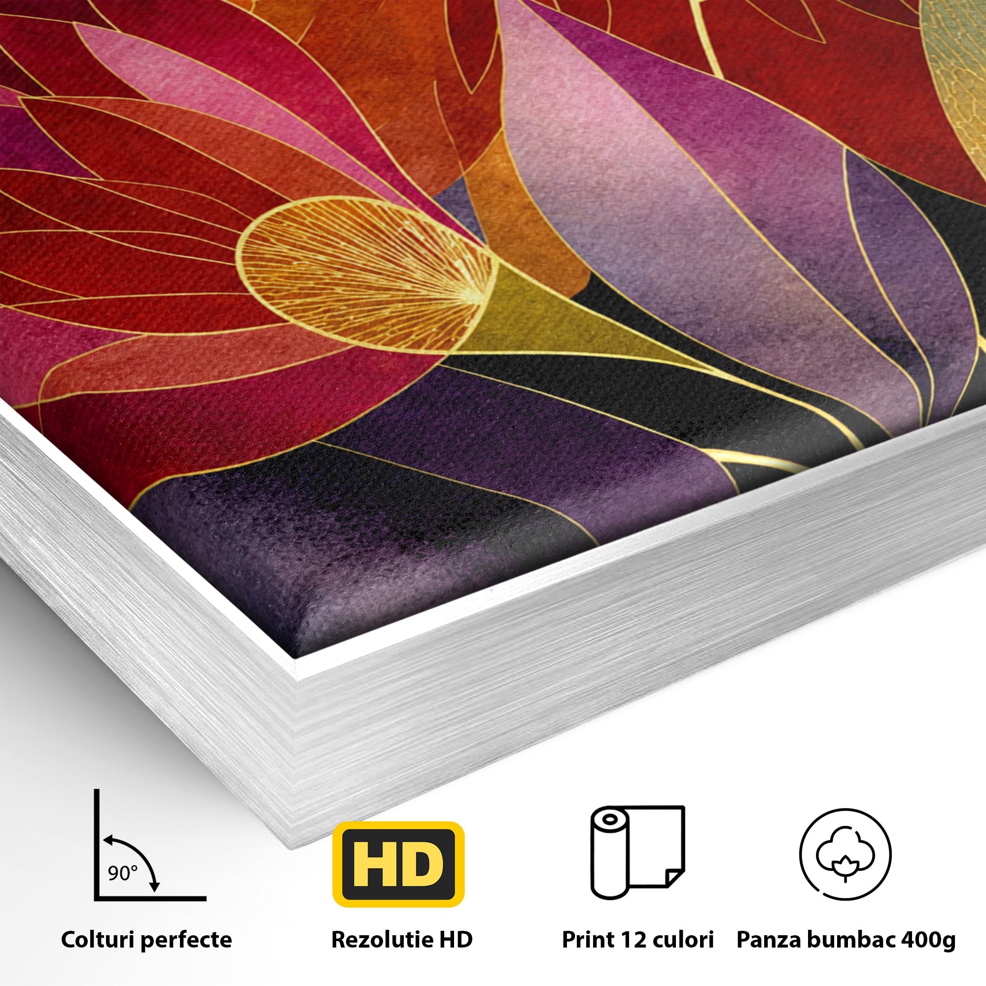Tablou Canvas Premium LuxCanva® A1821, Floarea Soarelui Abstracta, Flori, Abstract, Living, Modern, Natura, Dormitor, Culori Vibrante