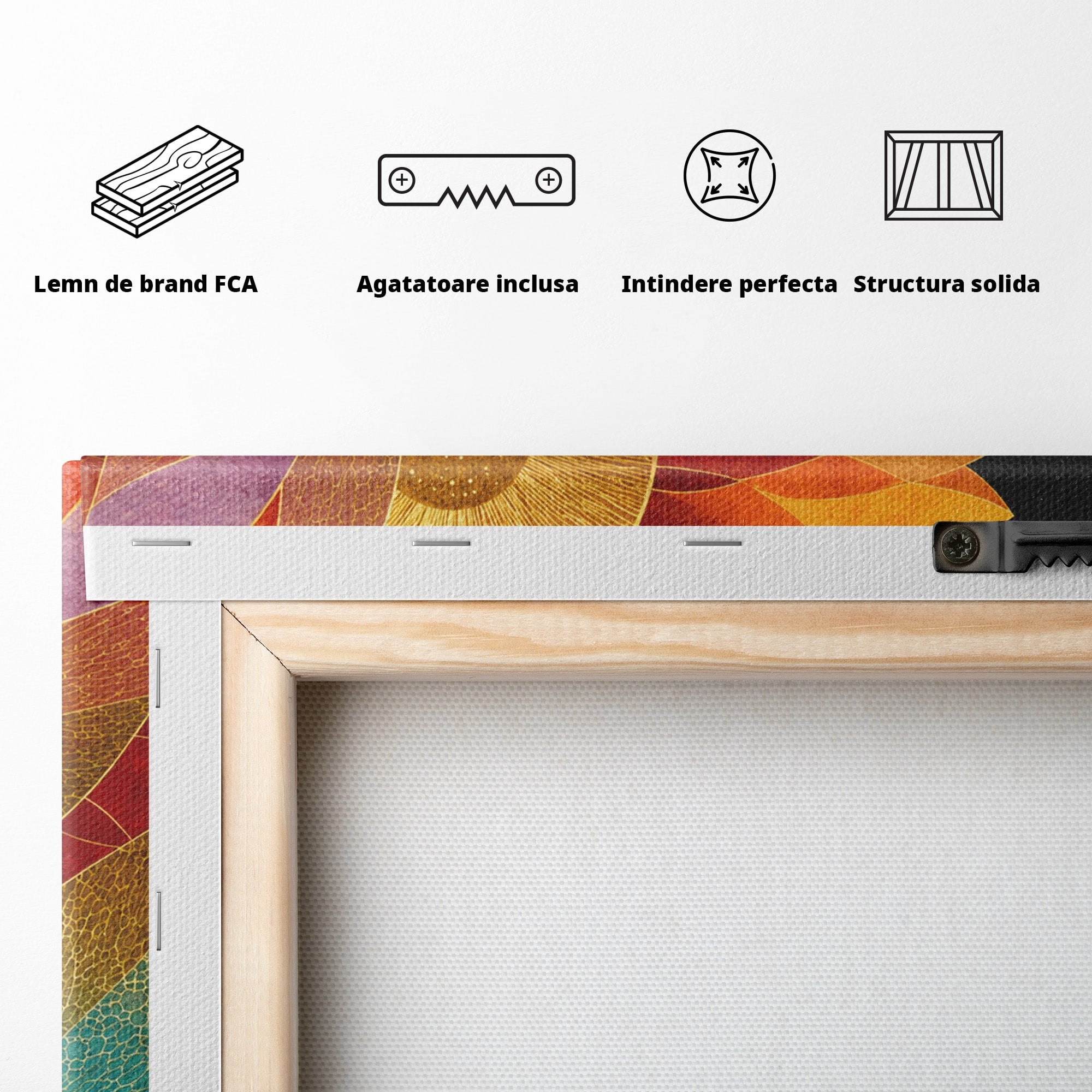 Tablou Canvas Premium LuxCanva® A1821, Floarea Soarelui Abstracta, Flori, Abstract, Living, Modern, Natura, Dormitor, Culori Vibrante