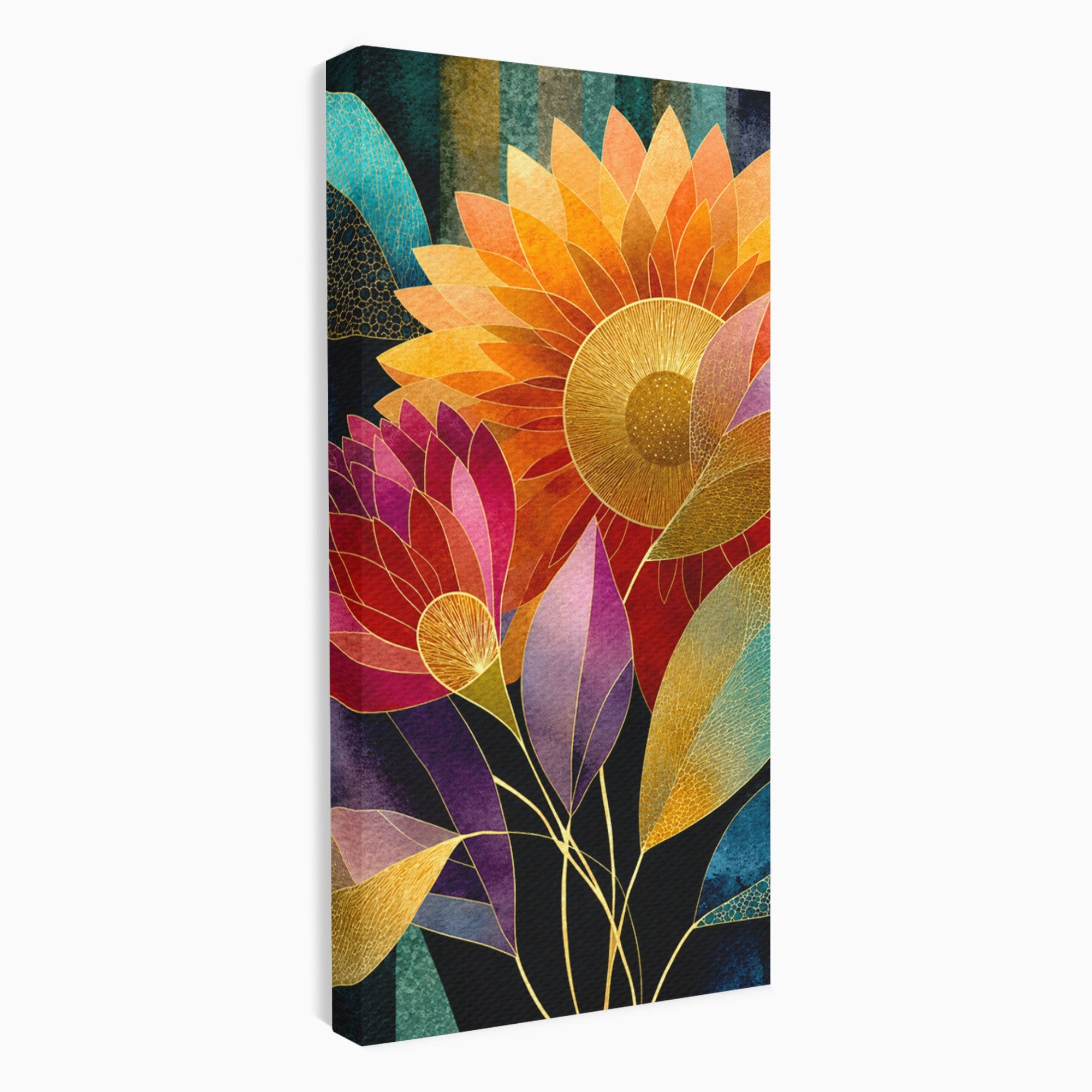 Tablou Canvas Premium LuxCanva® A1821, Floarea Soarelui Abstracta, Flori, Abstract, Living, Modern, Natura, Dormitor, Culori Vibrante