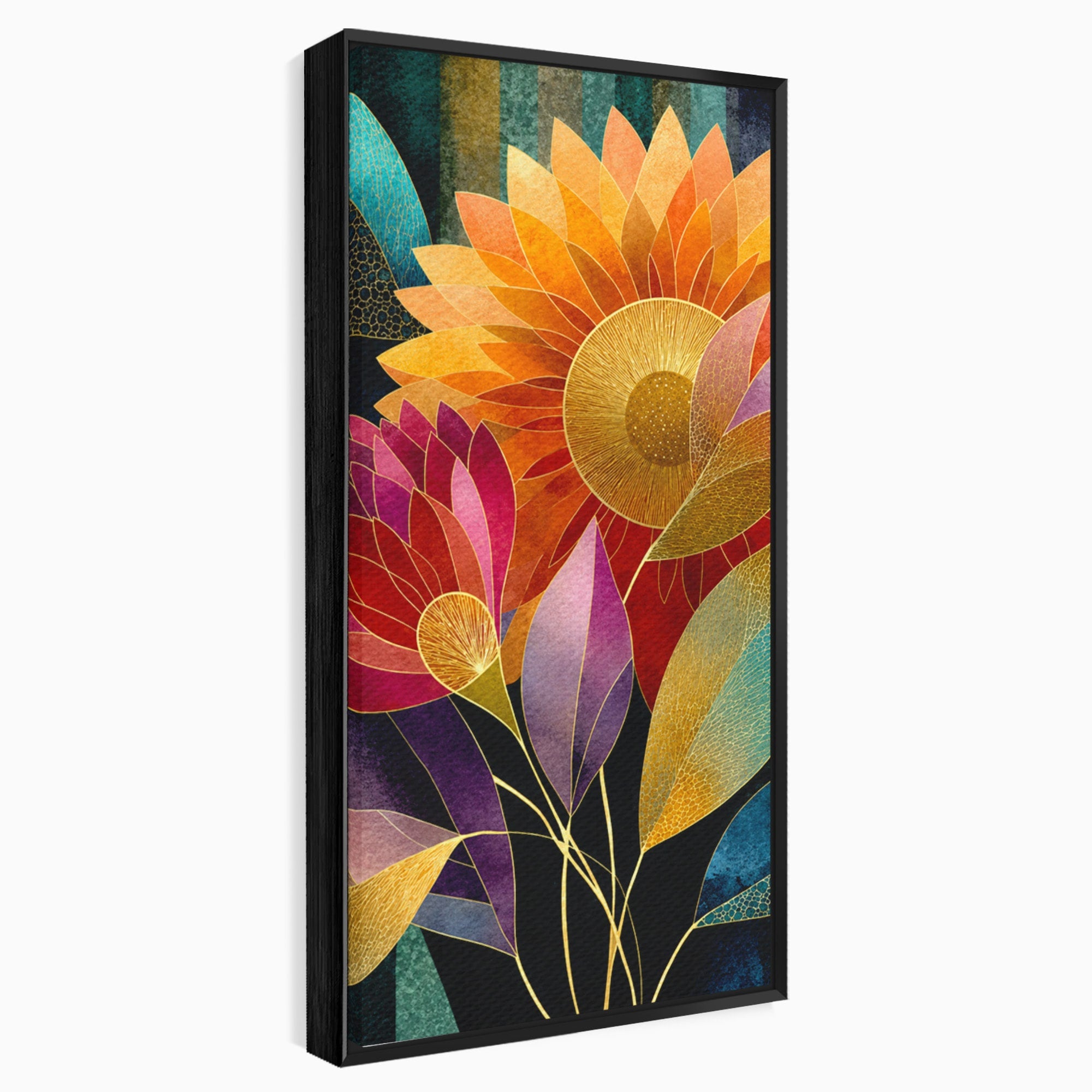 Tablou Canvas Premium LuxCanva® A1821, Floarea Soarelui Abstracta, Flori, Abstract, Living, Modern, Natura, Dormitor, Culori Vibrante