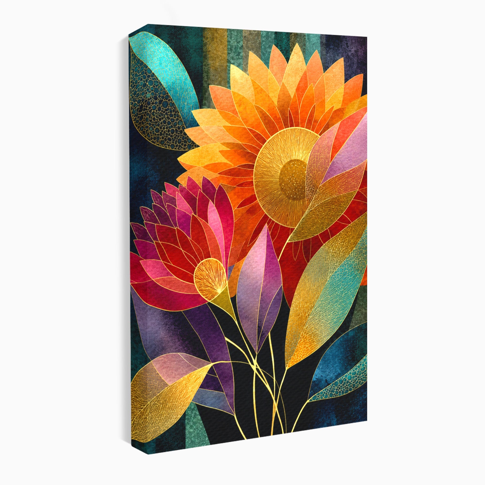 Tablou Canvas Premium LuxCanva® A1821, Floarea Soarelui Abstracta, Flori, Abstract, Living, Modern, Natura, Dormitor, Culori Vibrante