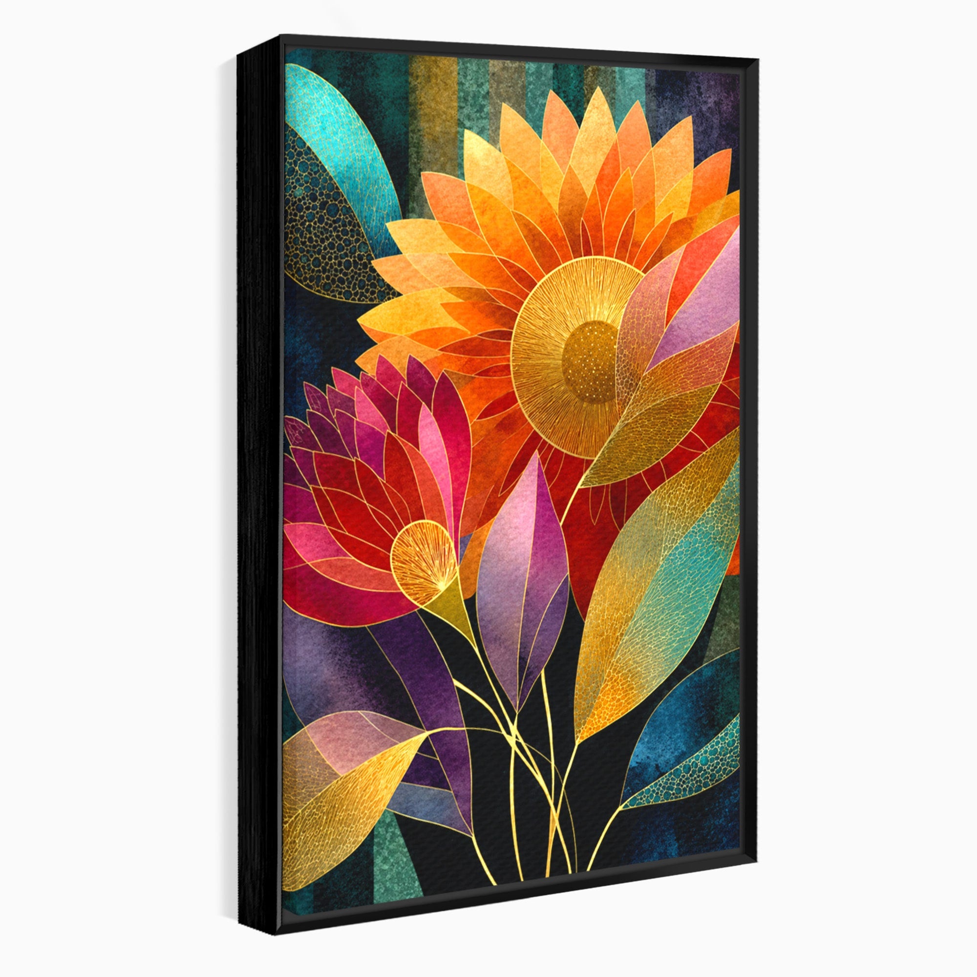Tablou Canvas Premium LuxCanva® A1821, Floarea Soarelui Abstracta, Flori, Abstract, Living, Modern, Natura, Dormitor, Culori Vibrante