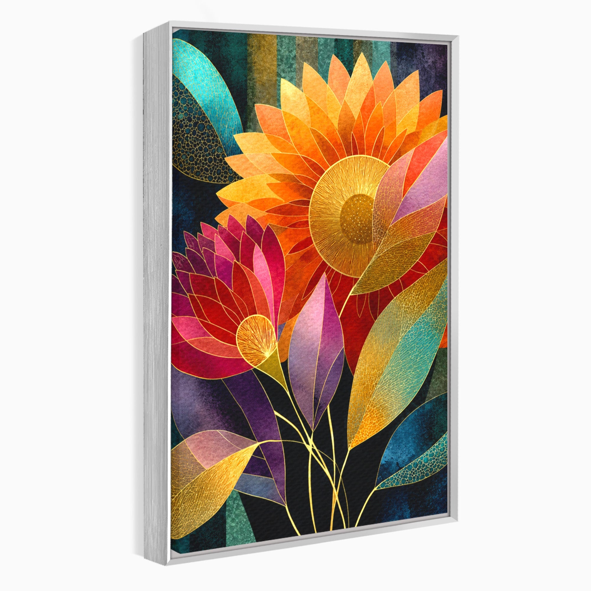 Tablou Canvas Premium LuxCanva® A1821, Floarea Soarelui Abstracta, Flori, Abstract, Living, Modern, Natura, Dormitor, Culori Vibrante